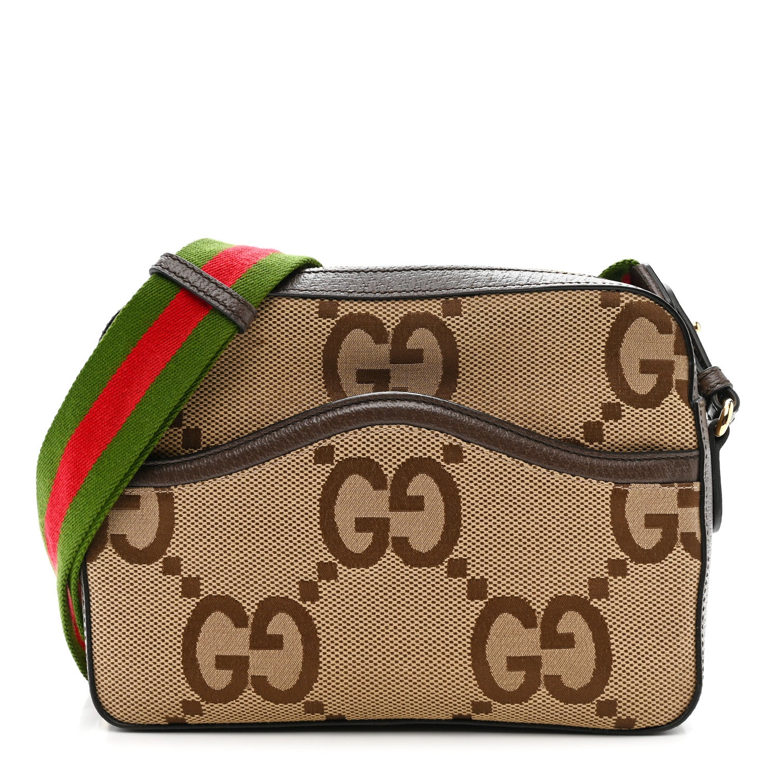Gucci Monogram Jumbo GG Textured Dollar Calfskin Web Messenger