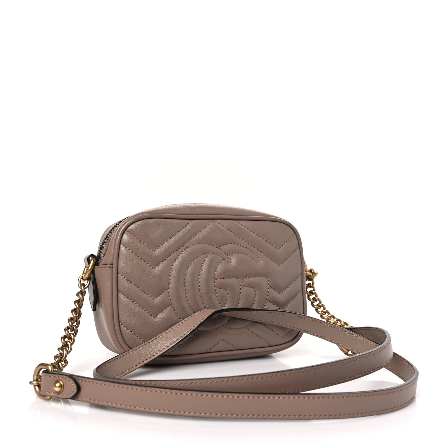 Gucci Calfskin Matelasse Mini GG Marmont Chain Shoulder Bag Porcelain Rose 3 of 11