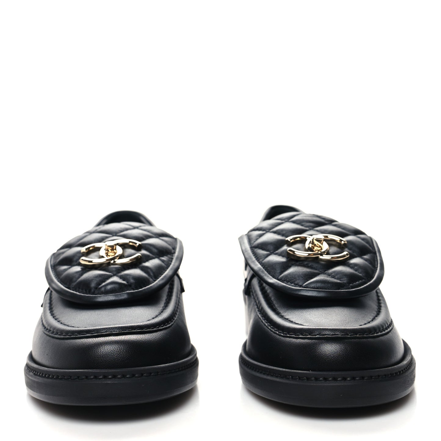 Lambskin Quilted CC Turnlock Loafers 40 Black