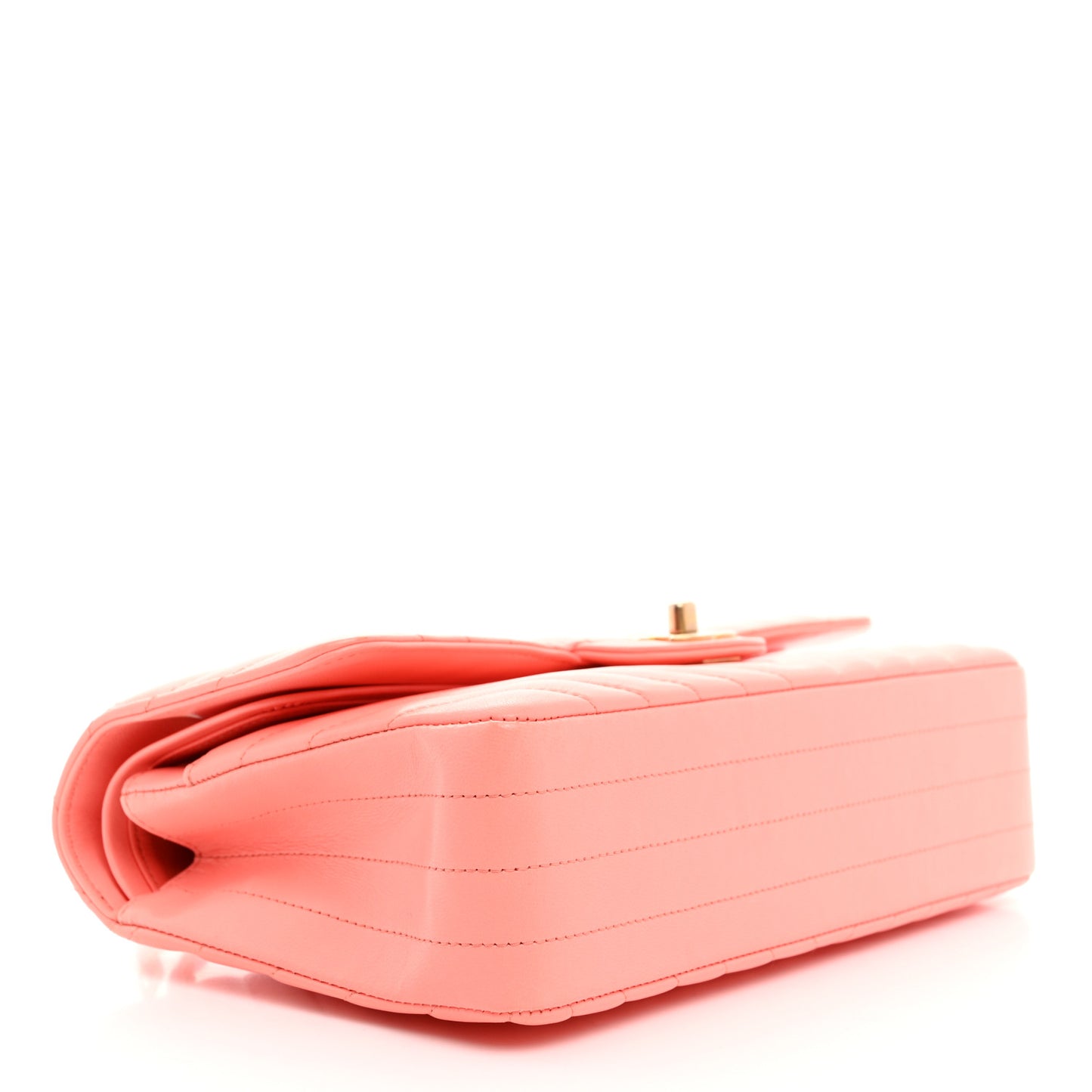 Lambskin Chevron Quilted Medium Double Flap Coral
