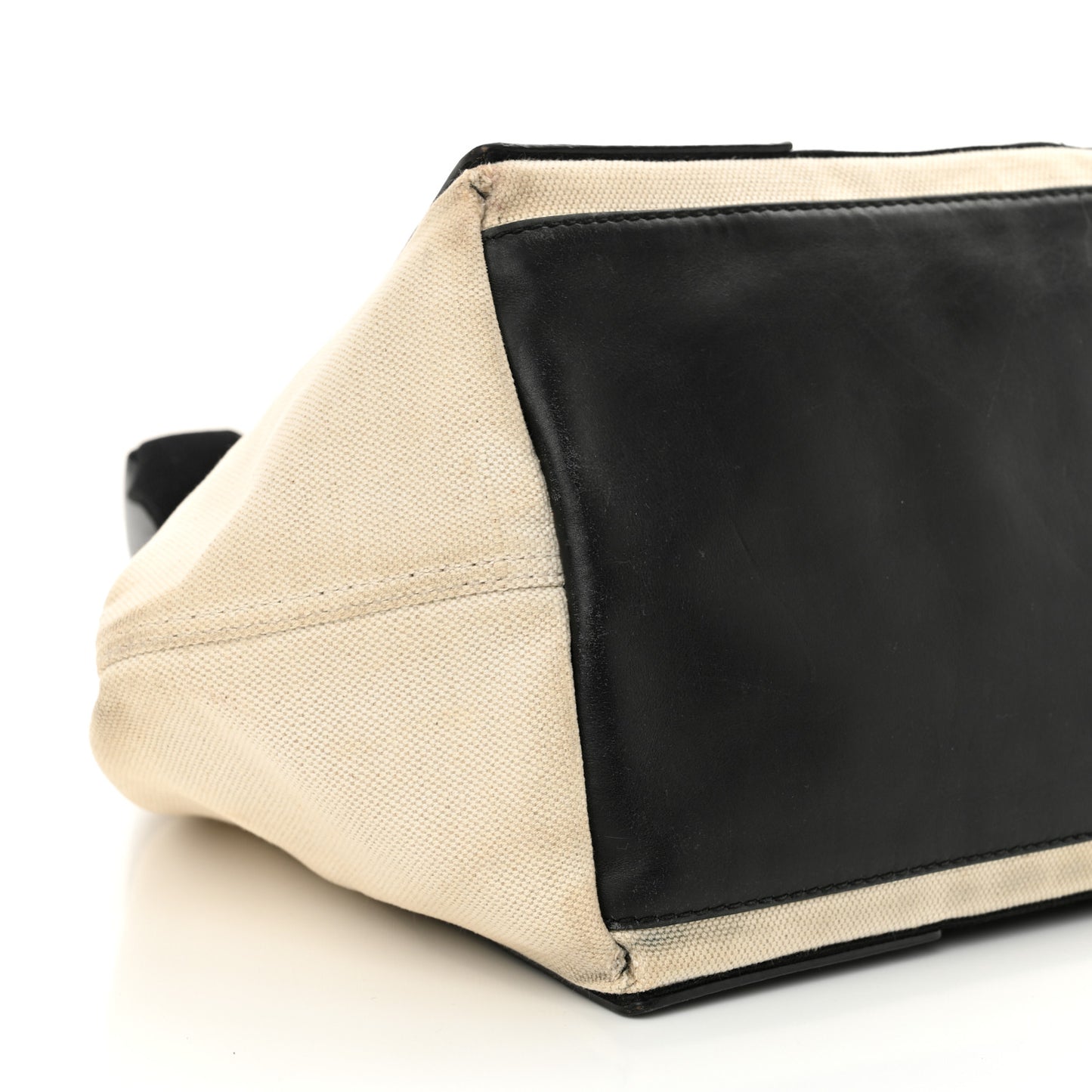 Cotton Canvas Satin Calfskin S Navy Cabas Natural Black