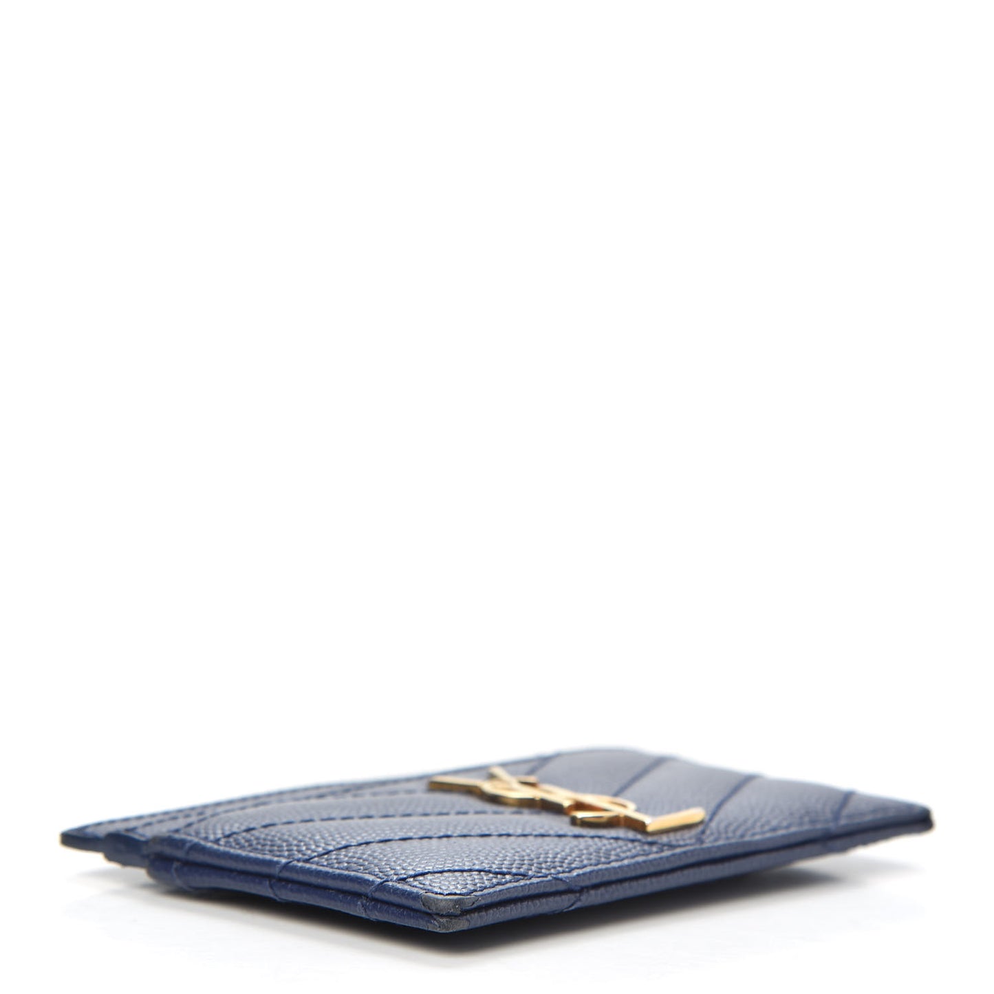 Grain De Poudre Matelasse Chevron Monogram Credit Card Case Navy