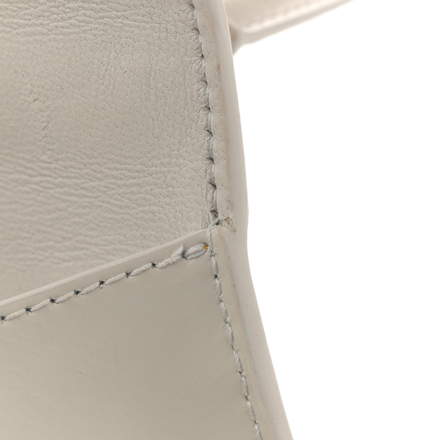 Shiny Box Calfskin Tonal B Small Hourglass Top Handle Bag Chalky White