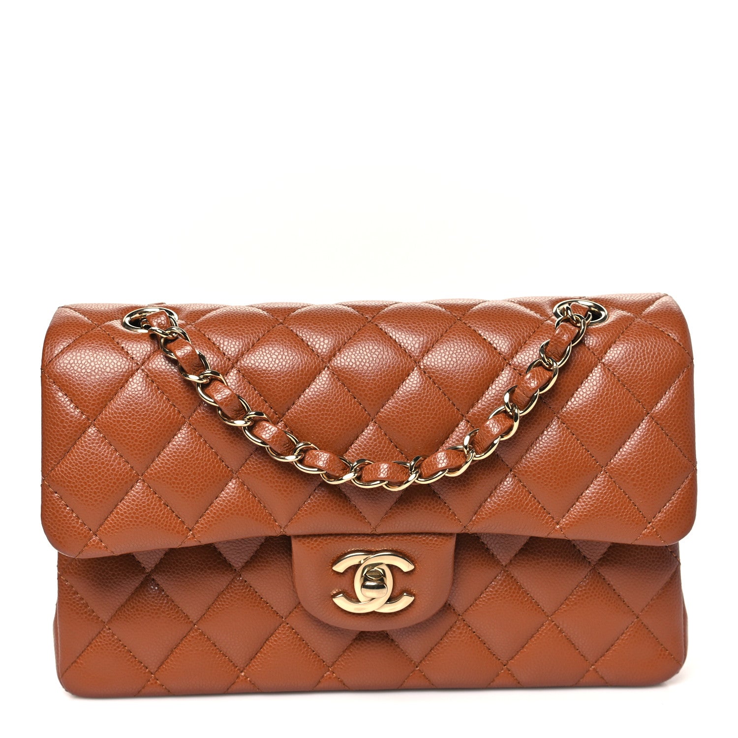 Chanel Caviar Quilted Small Double Flap Light Brown 1809674