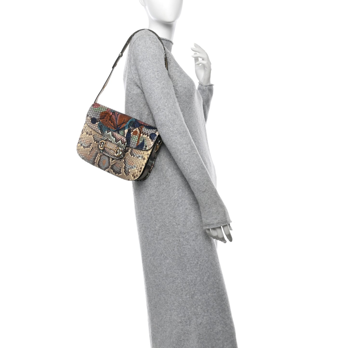Snakeskin Horsebit 1955 Shoulder Bag Multicolor