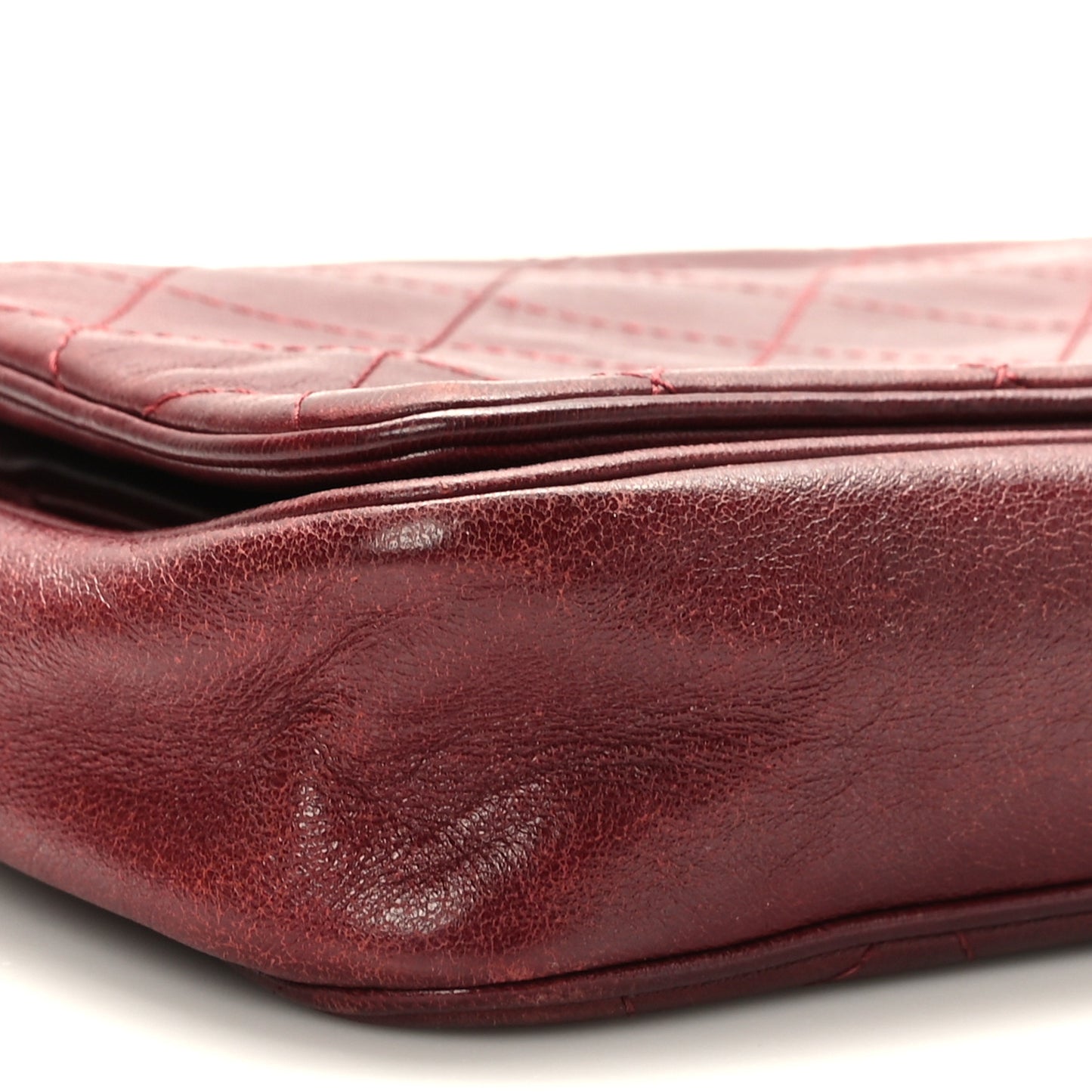 Calfskin Diamond Stitched Flap Red