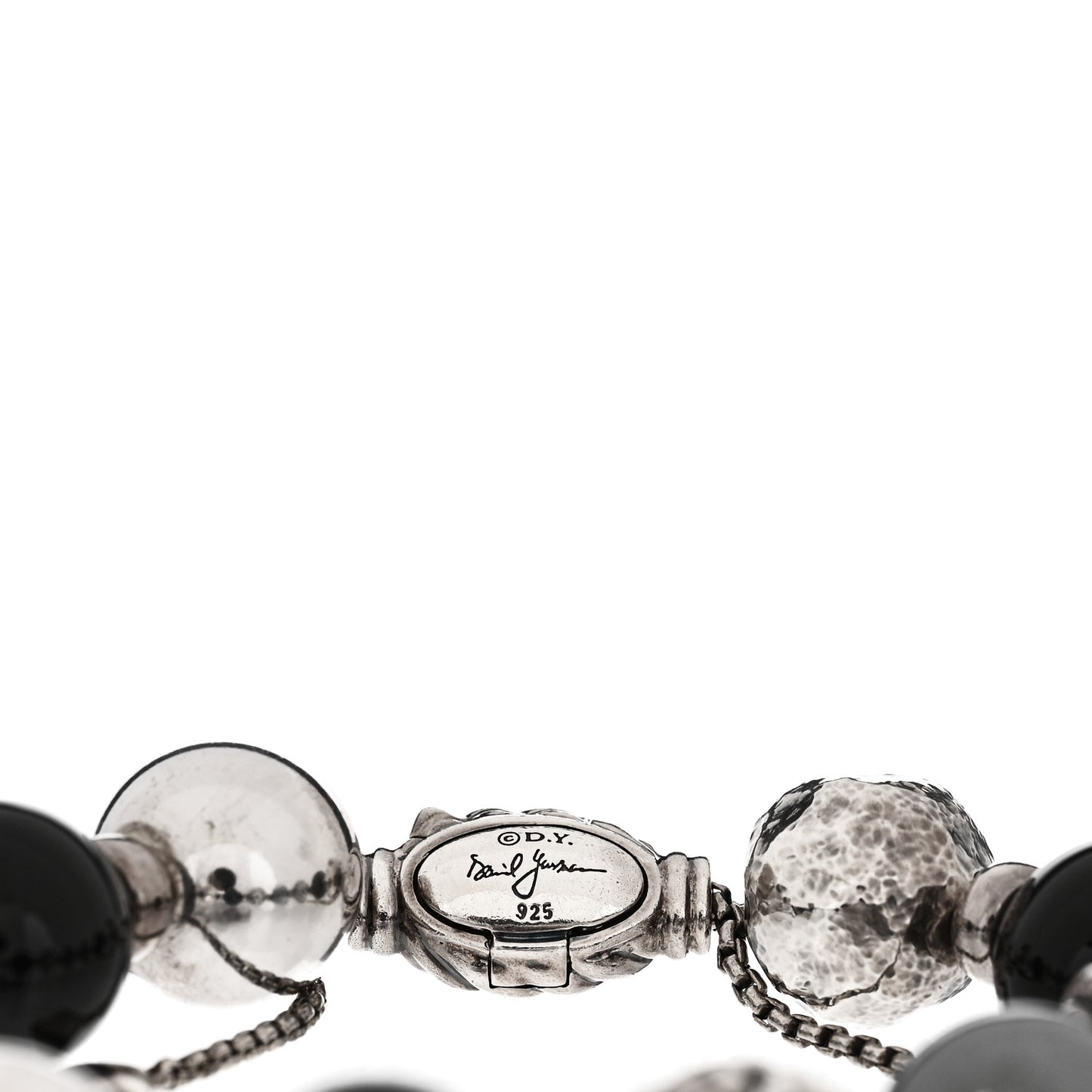 Sterling Silver Black Onyx Hematite 14mm Elements Bead Bracelet