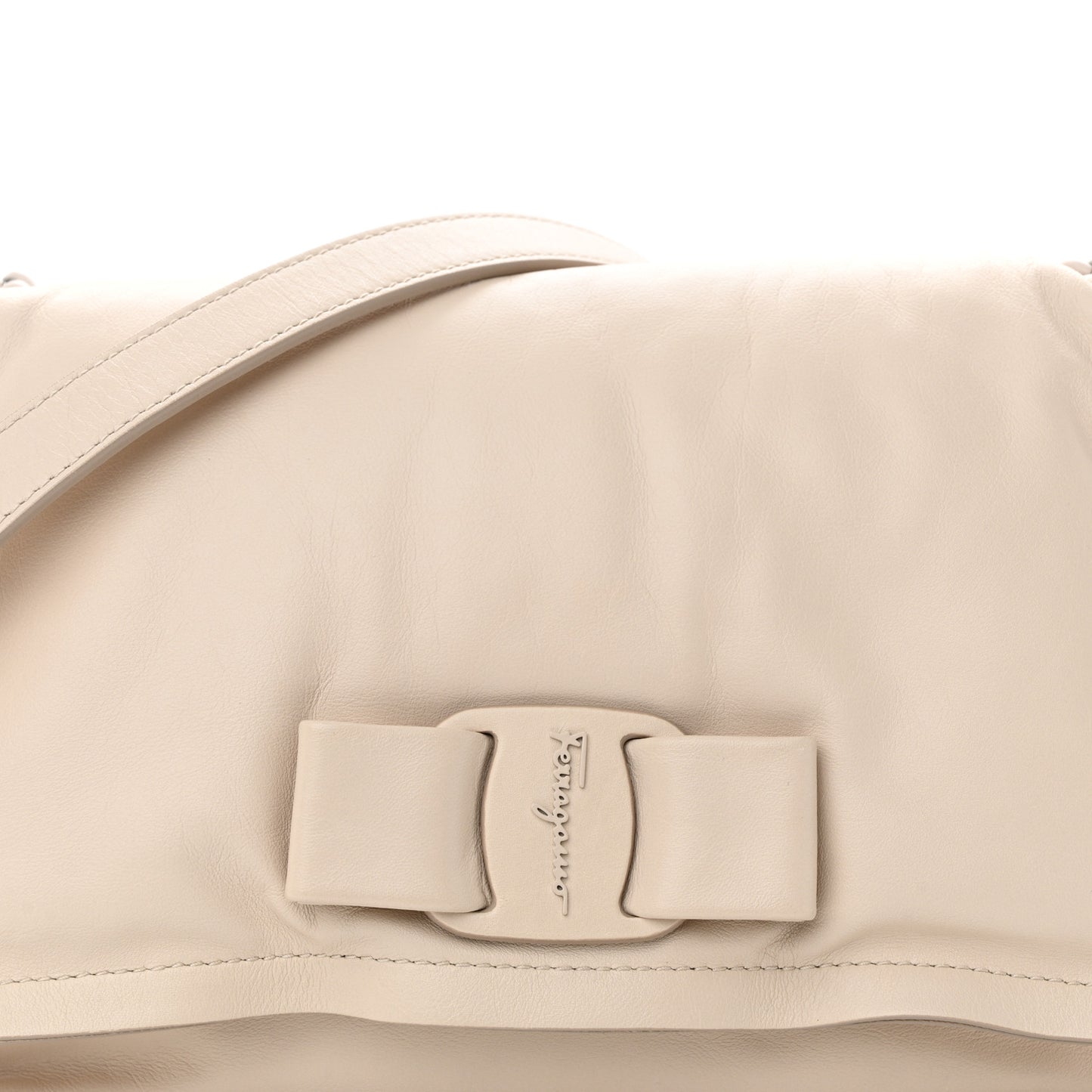 Calfskin Small Viva Bow Shoulder Bag Bone