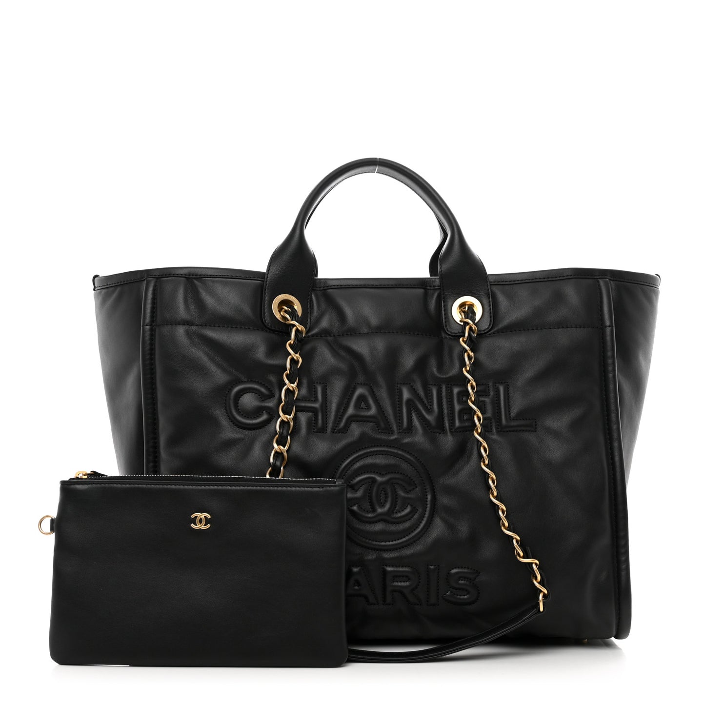 Calfskin Medium Deauville Tote Black