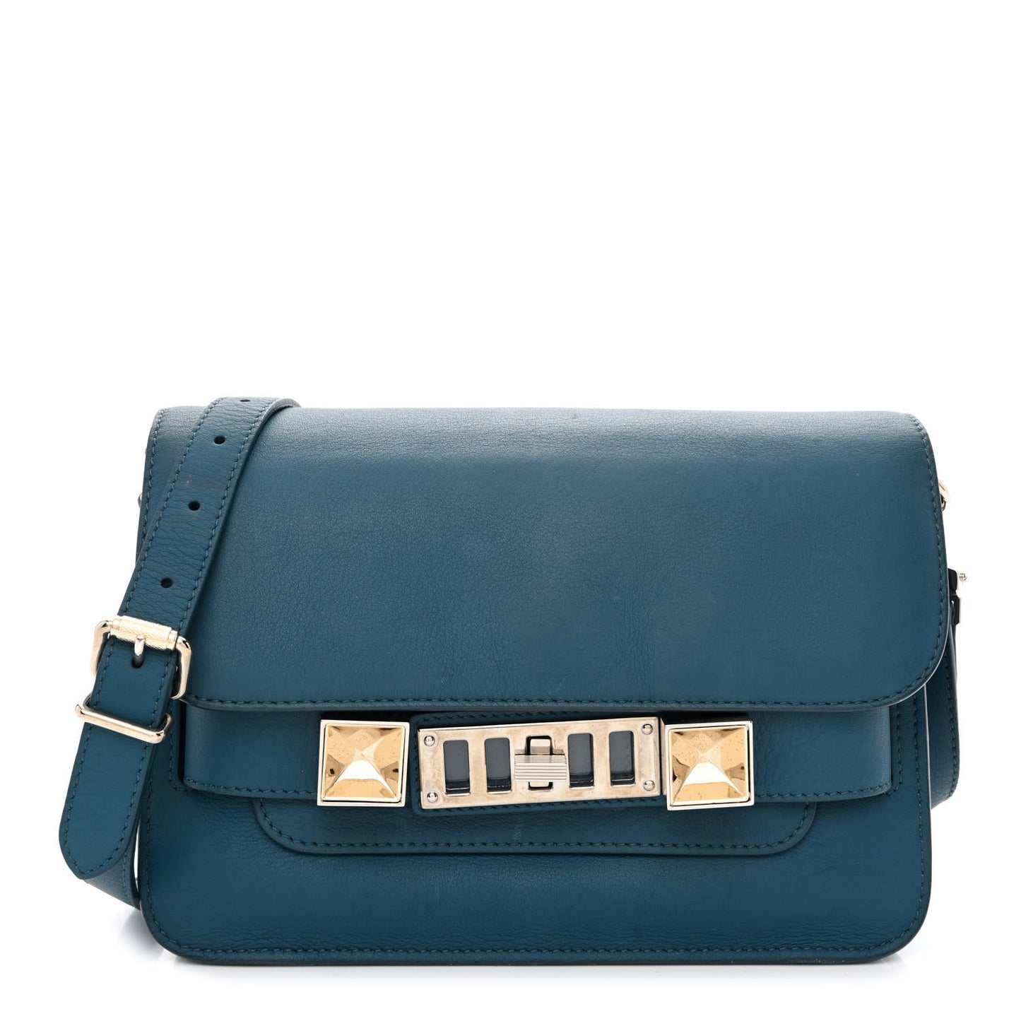 Calfskin Mini PS11 Classic Shoulder Bag Dark Teal