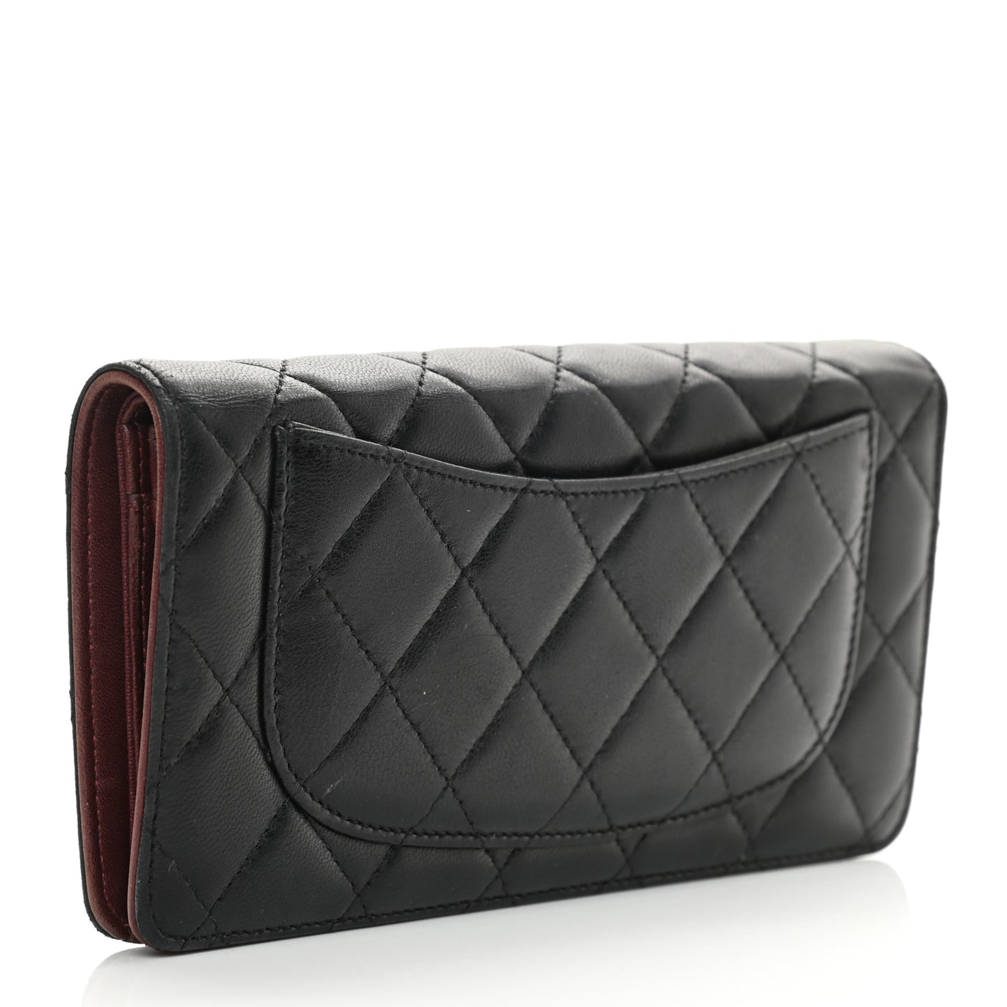 Lambskin Quilted Yen Wallet Black