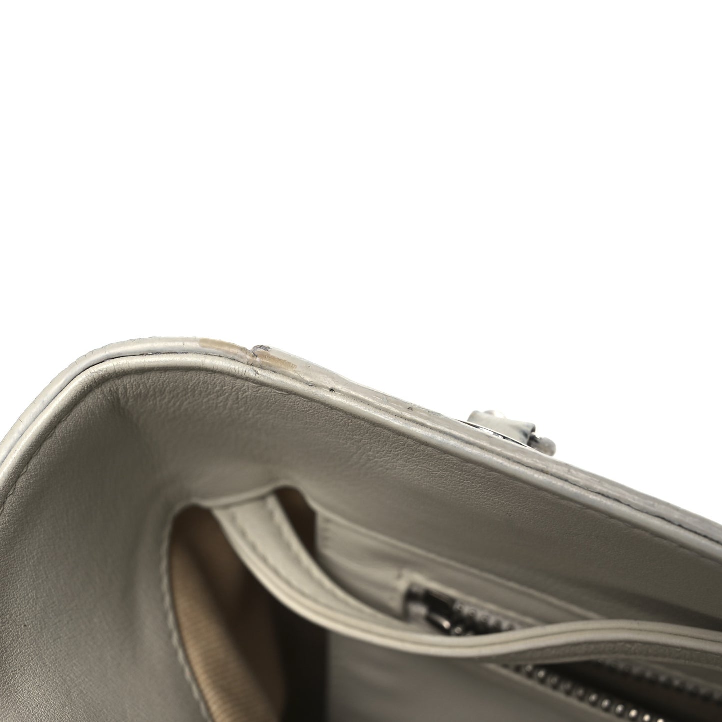 Calfskin Stitched Small Urban Shopping Tote White