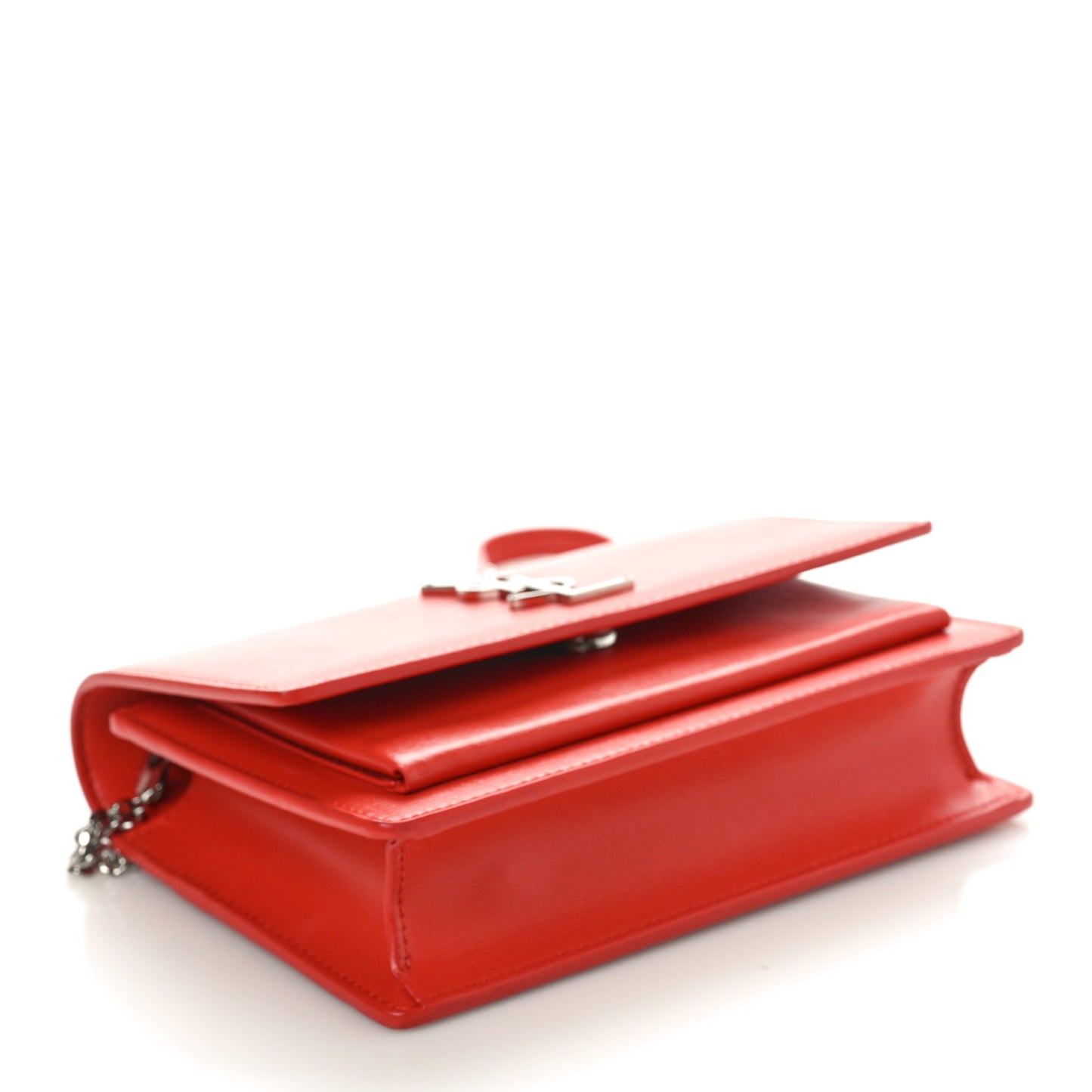 Calfskin Monogram Sunset Chain Wallet Rosso