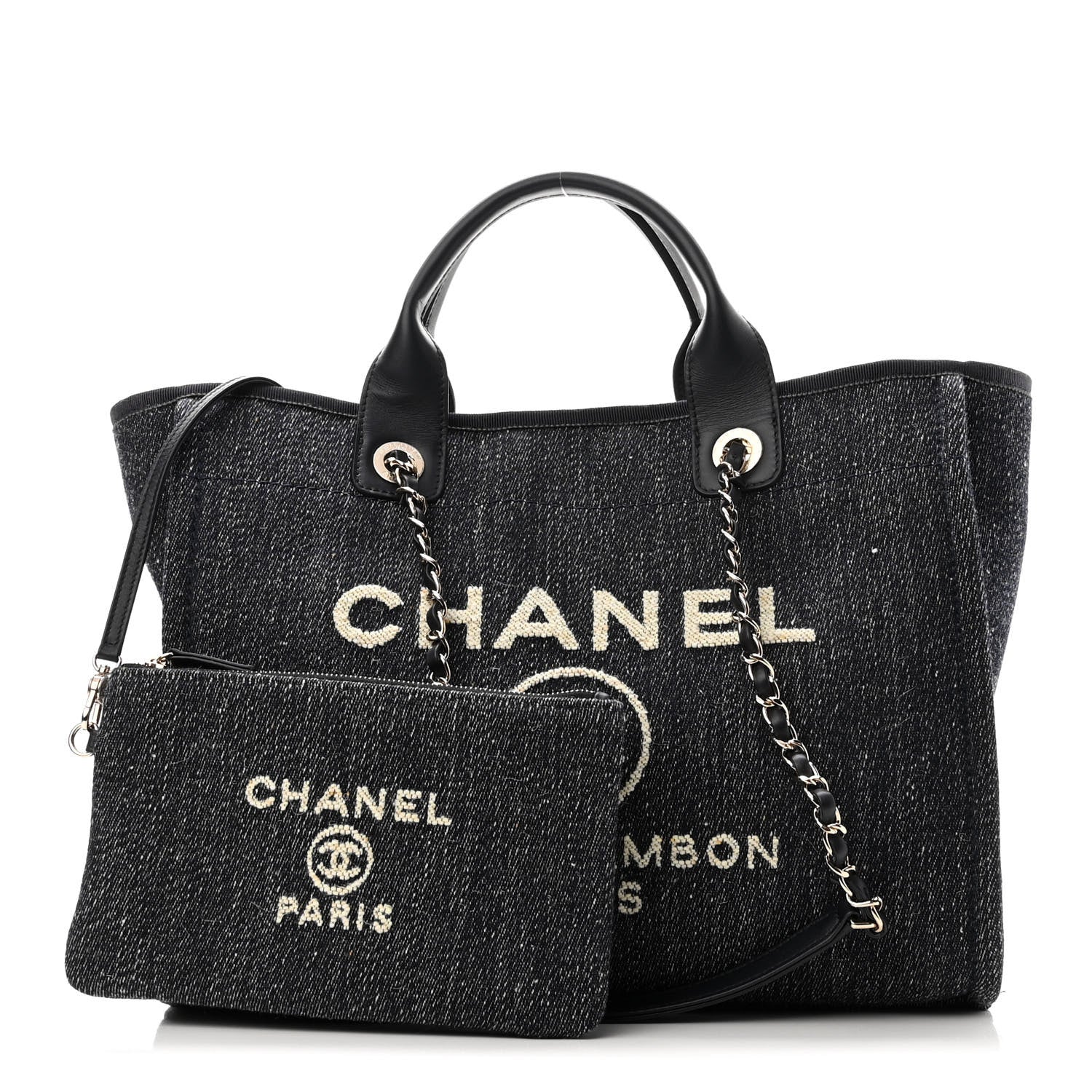 Chanel Denim Medium Deauville Tote Dark Blue White 1 of 10
