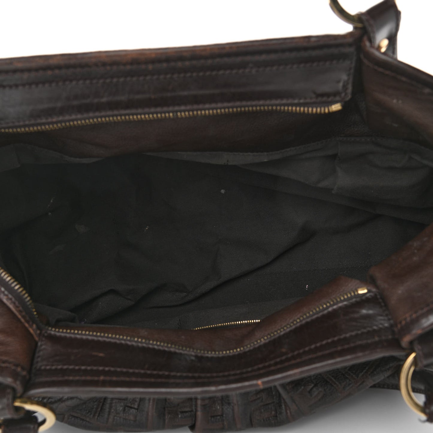 Calfskin FF Embossed Chef Shopper Tote Chocolate