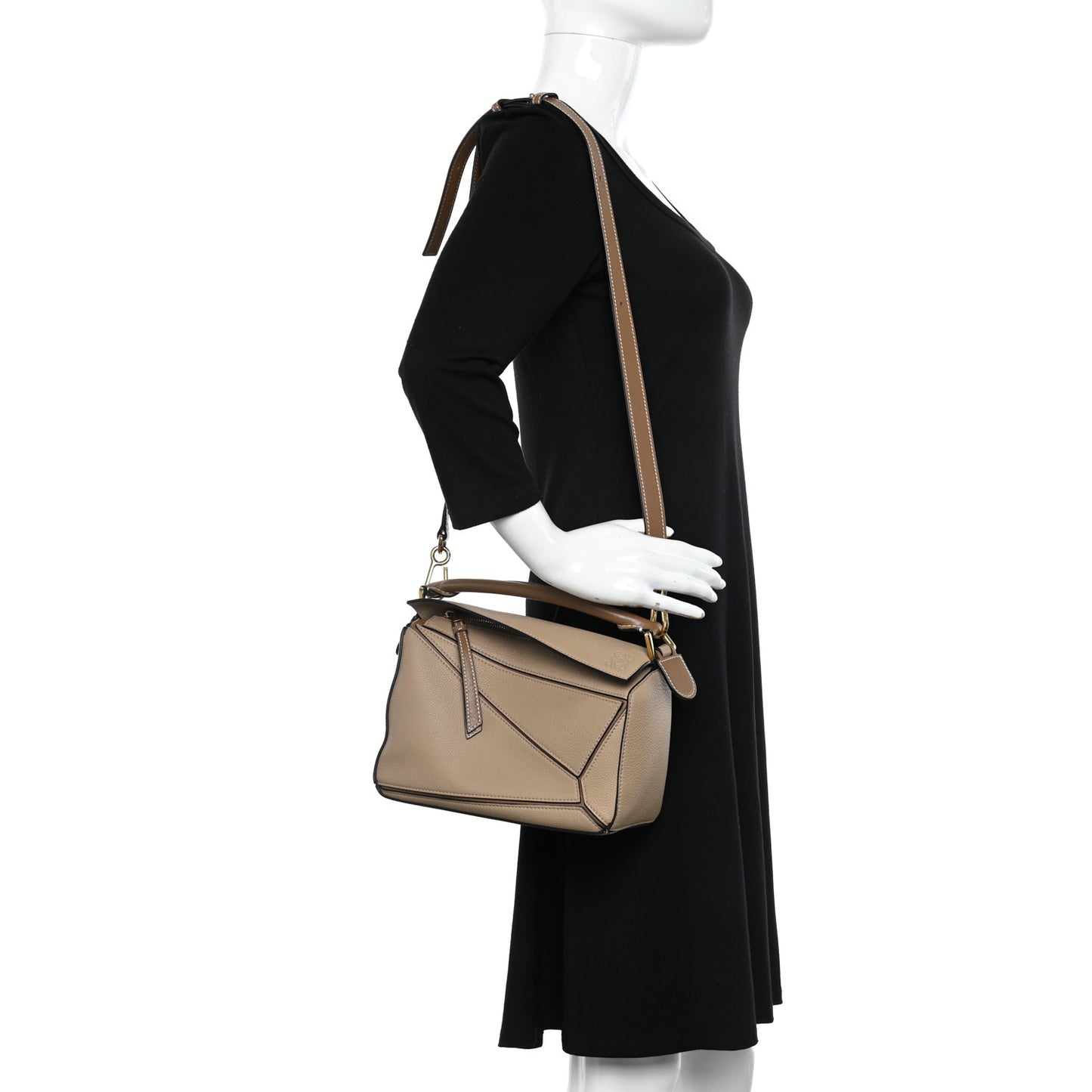 Grained Calfskin Small Puzzle Bag Sand Mink