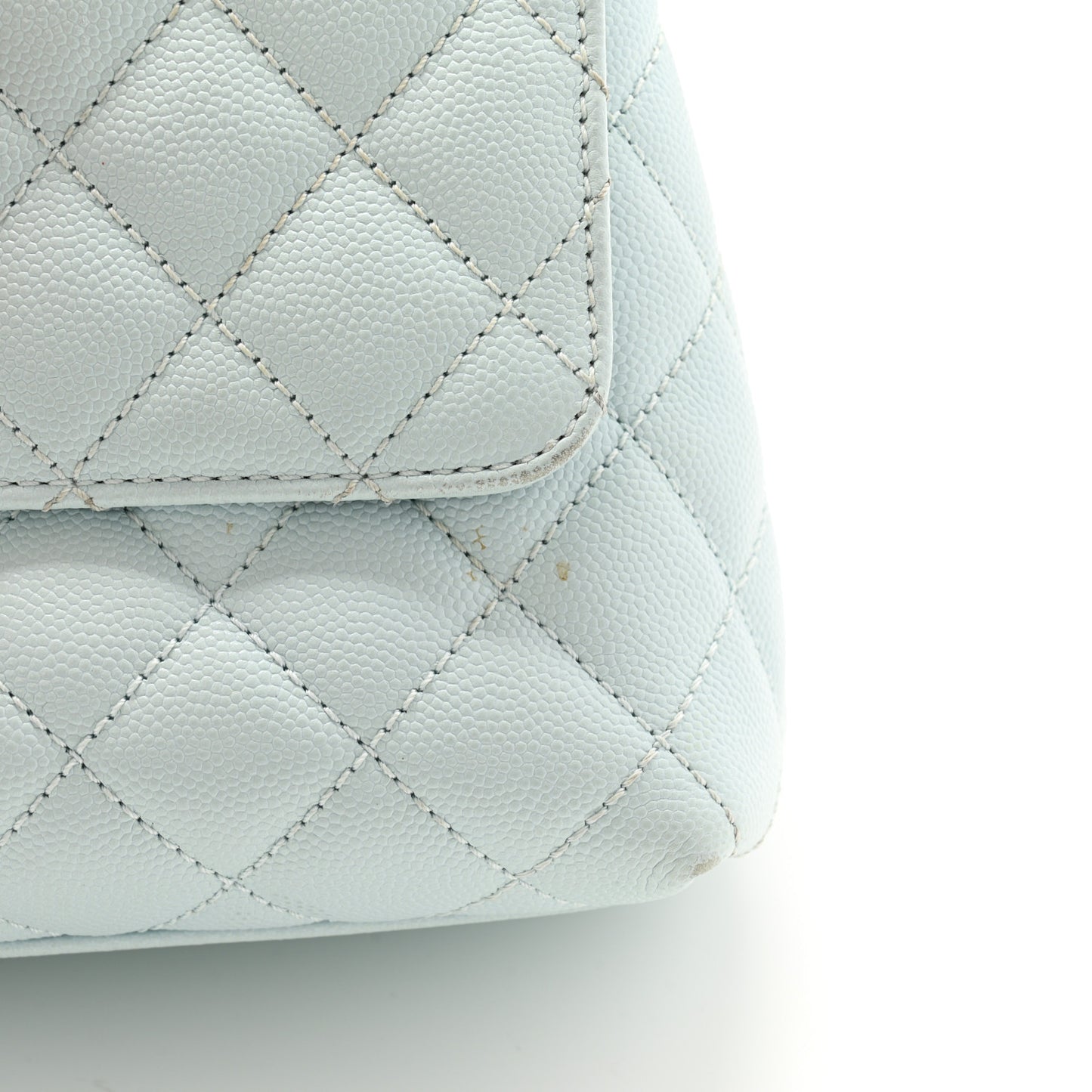 Caviar Quilted Small Coco Handle Flap Light Blue