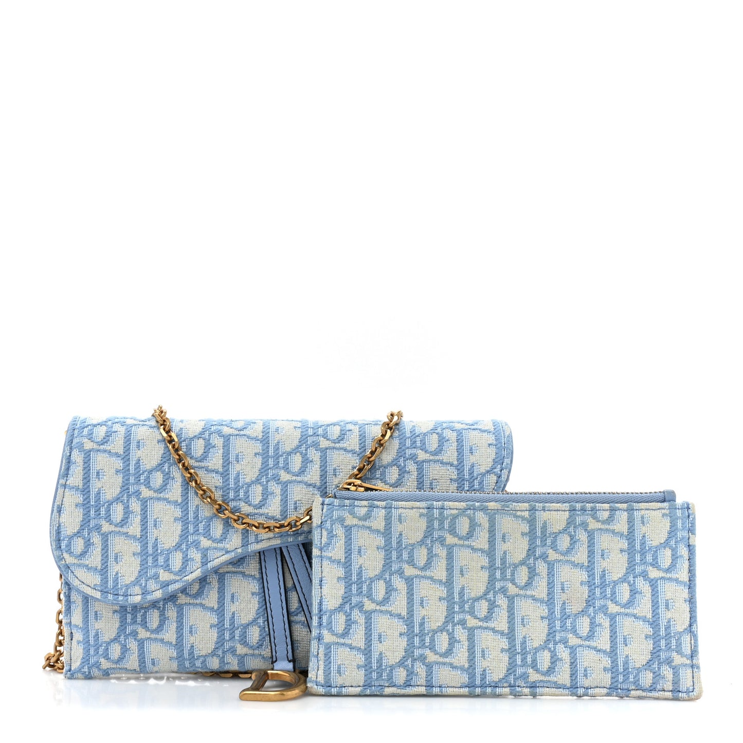 Oblique Saddle Chain Long Wallet Cornflower Blue
