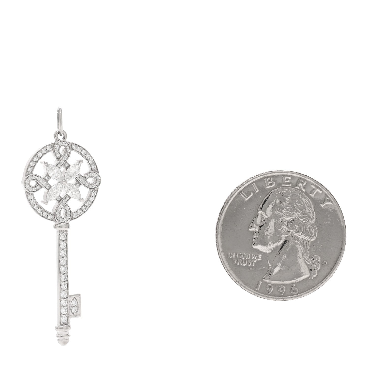 Tiffany Platinum Diamond Victoria Round Key Pendant 2 of 4