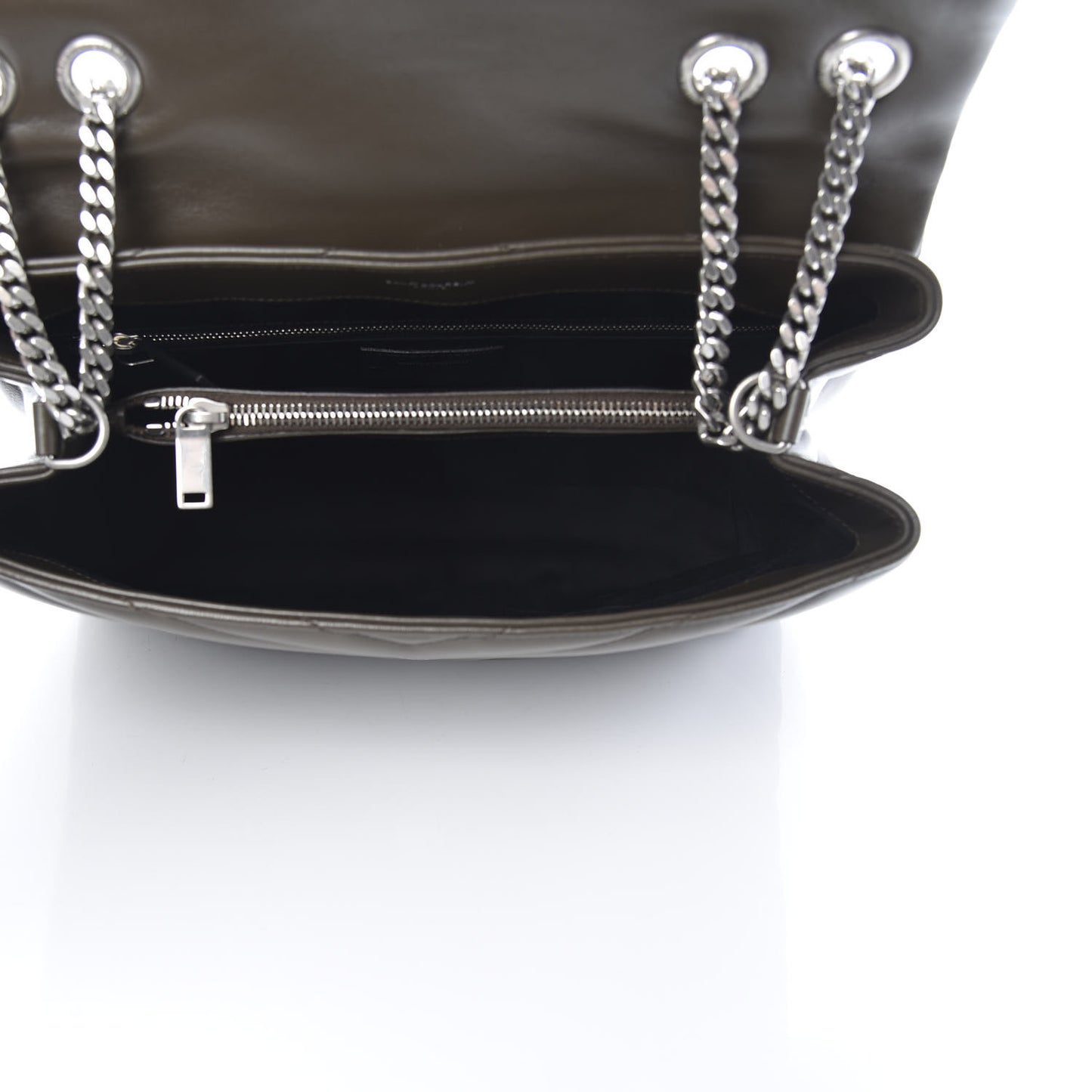 Calfskin Y Quilted Monogram Medium Loulou Chain Satchel Kaki Fonce