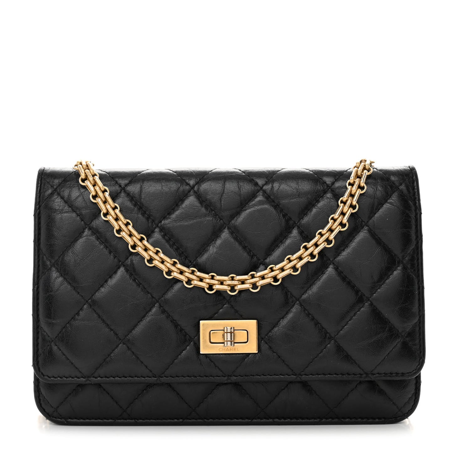 Aged Calfskin Quilted Reissue Wallet On Chain WOC Black