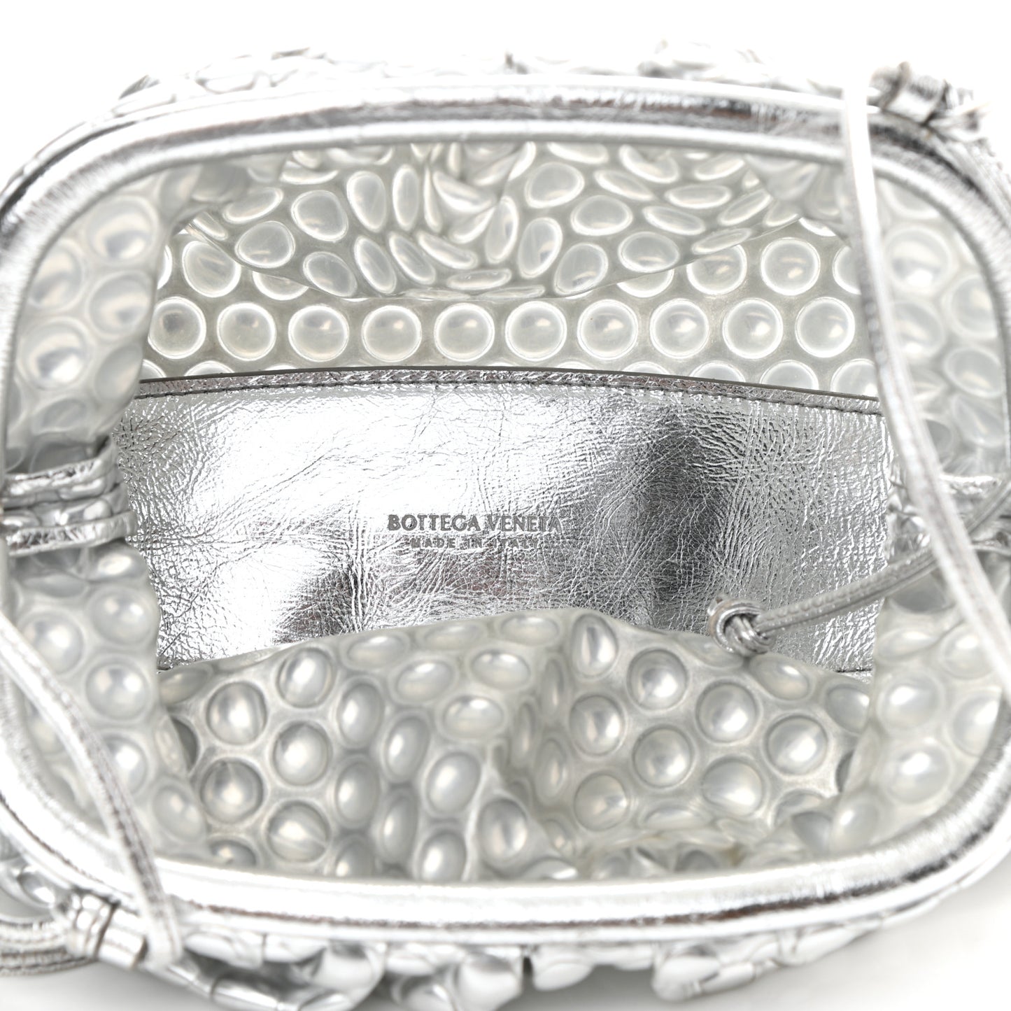 Metallic Fabric Studded The Mini Pouch Silver
