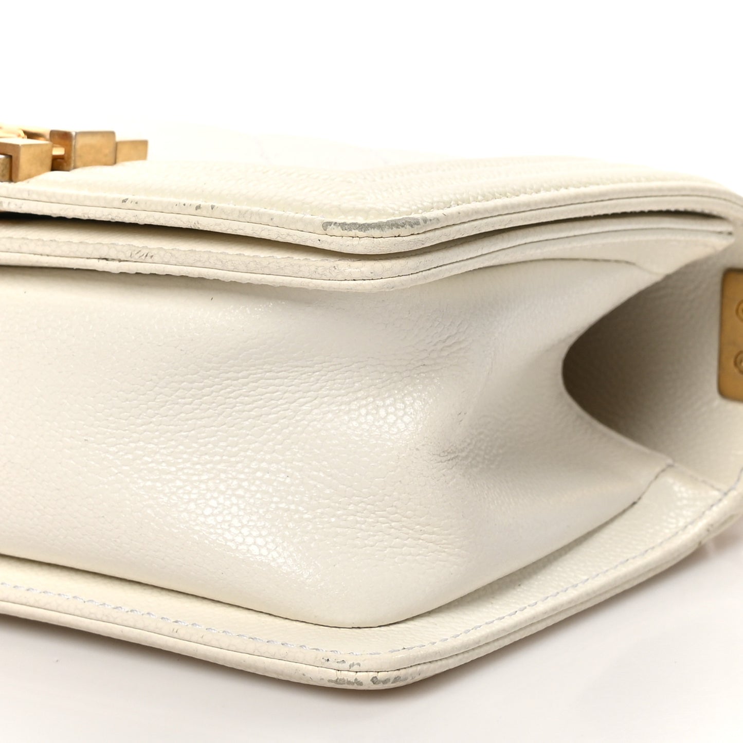 Caviar Quilted Small Boy Flap White