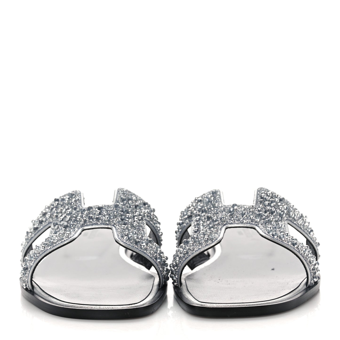 Velvet Goatskin Crystal Beads Oran Sandals 39 Gris Argente