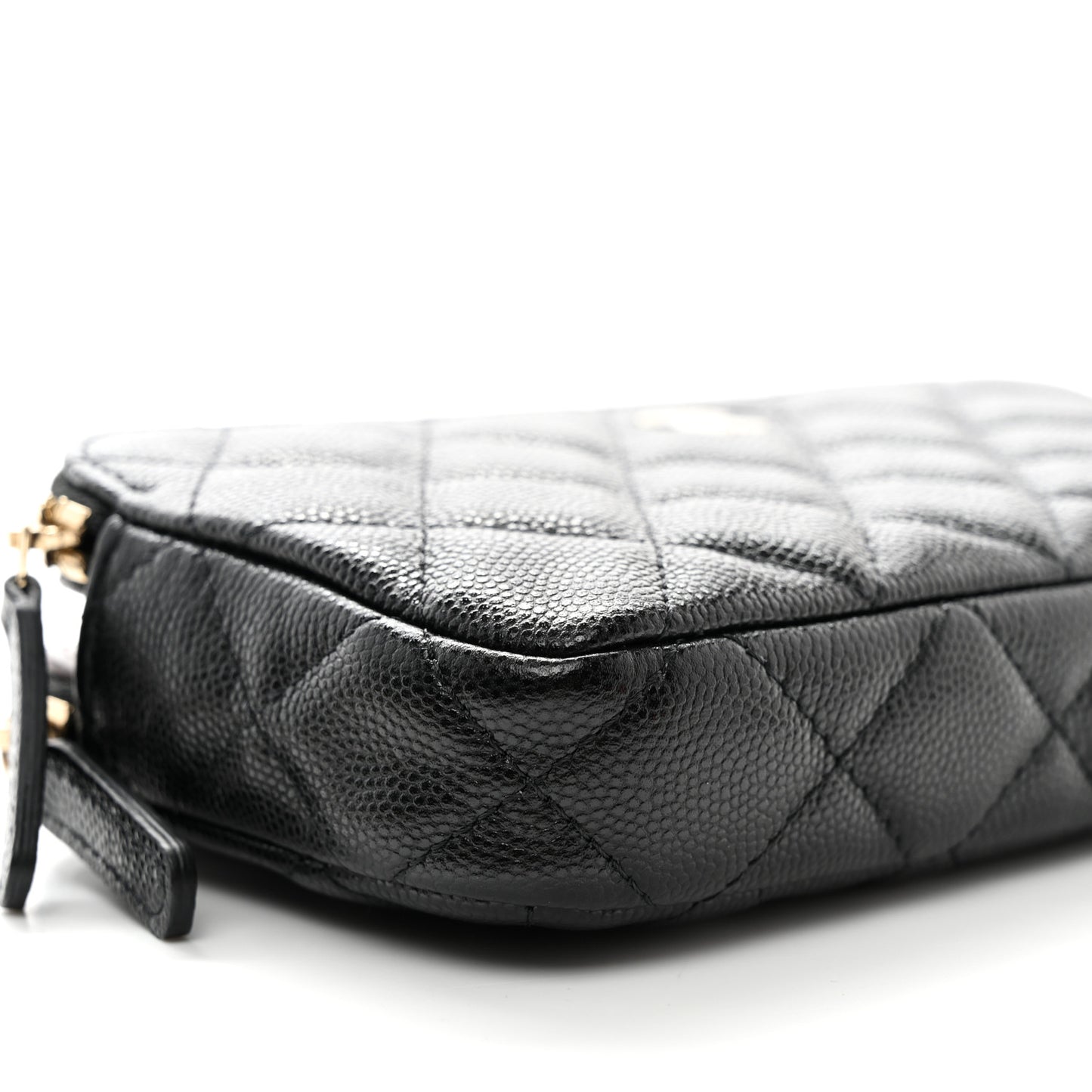 Caviar Quilted Small Clutch With Chain Black