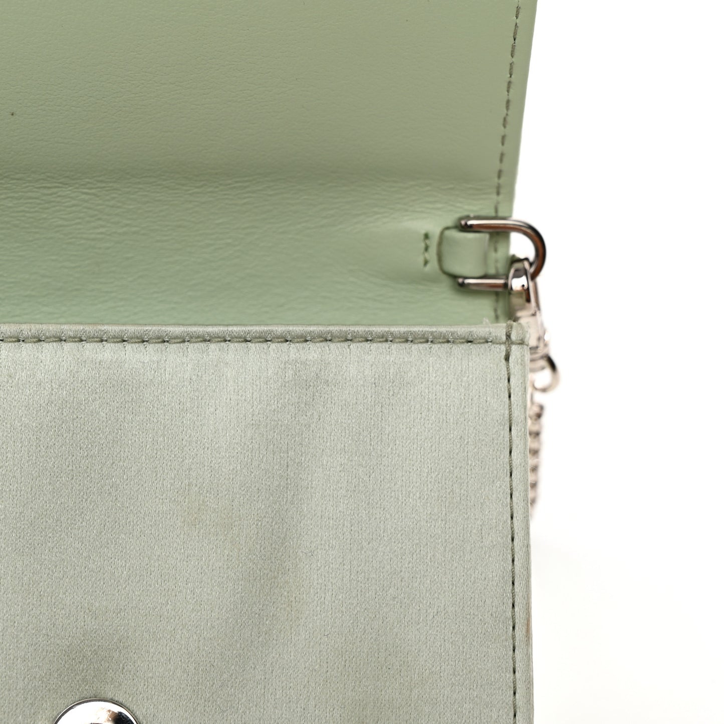 Satin Crystal Metal Triangle Logo Card Holder With Strap Acqua