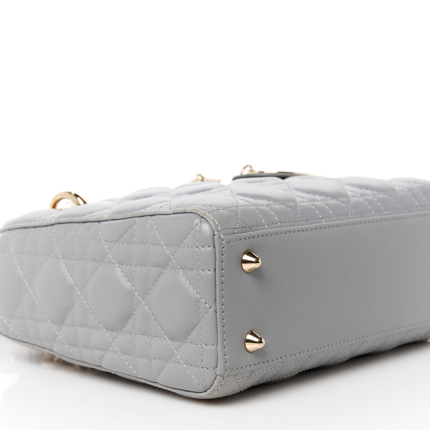 Lambskin Cannage Small Lucky Badges Lady Dior Grey
