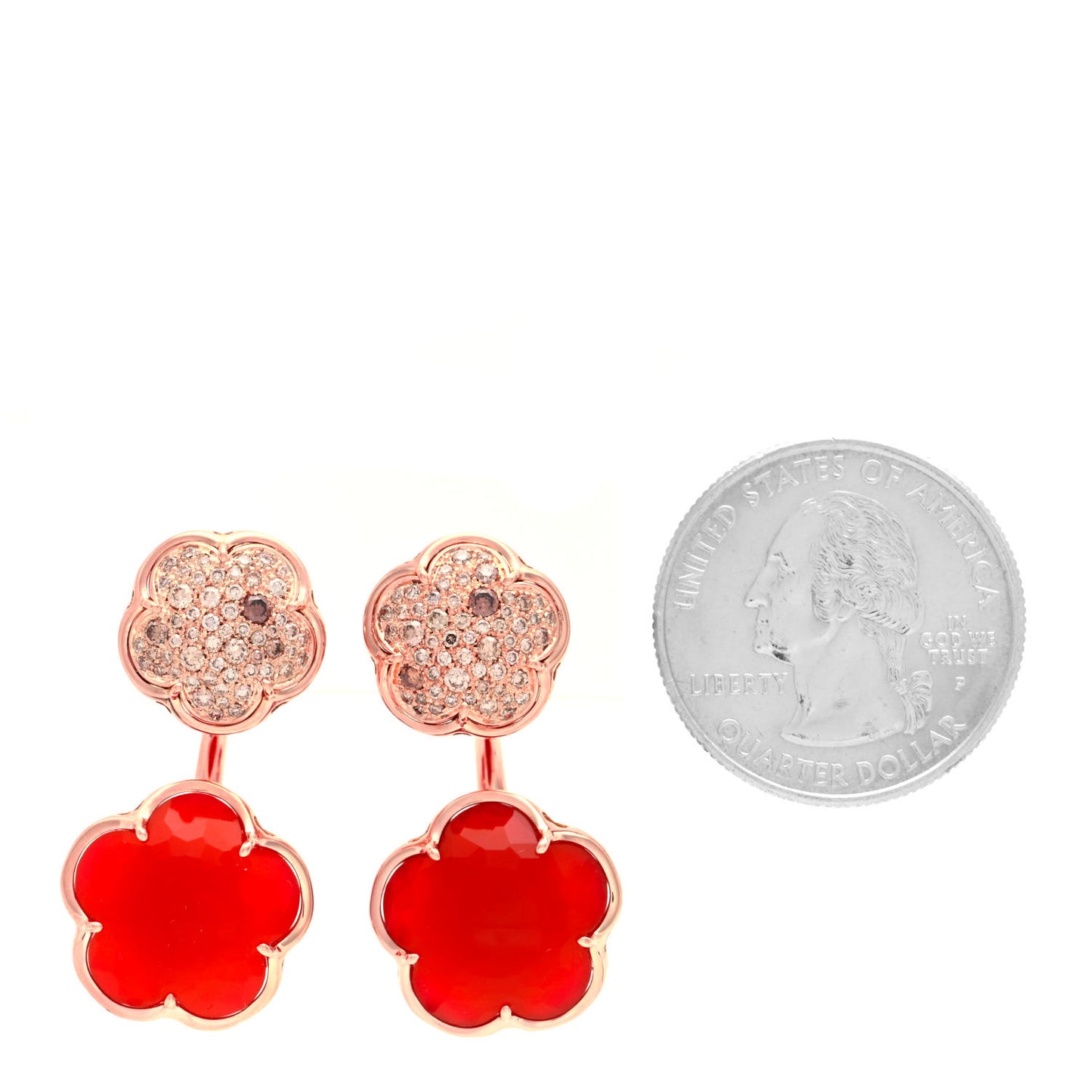 18K Rose Gold Diamond Carnelian Bon Ton Jacket Earrings