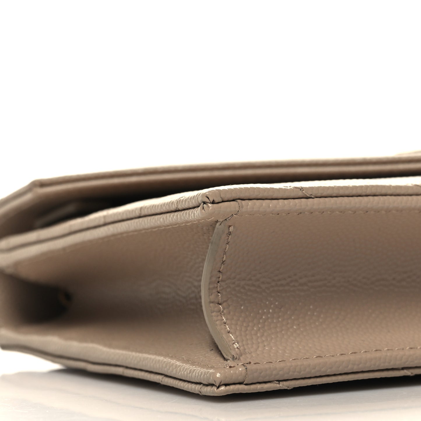 Grain De Poudre Matelasse Chevron Monogram Envelope Chain Wallet Dark Beige