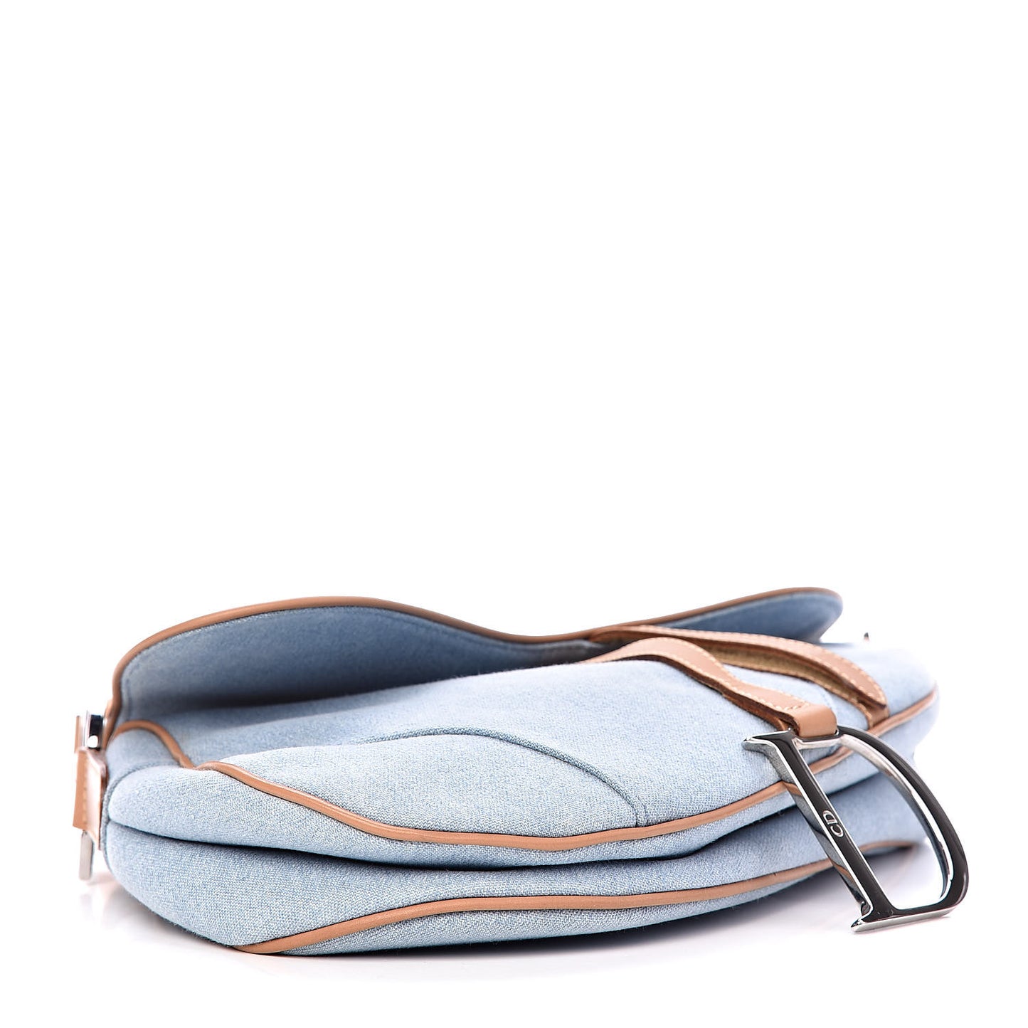 Denim Calfskin Saddle Bag Light Blue