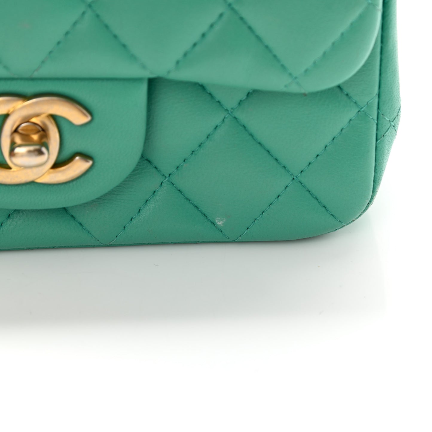 Lambskin Quilted Mini Square Flap Green