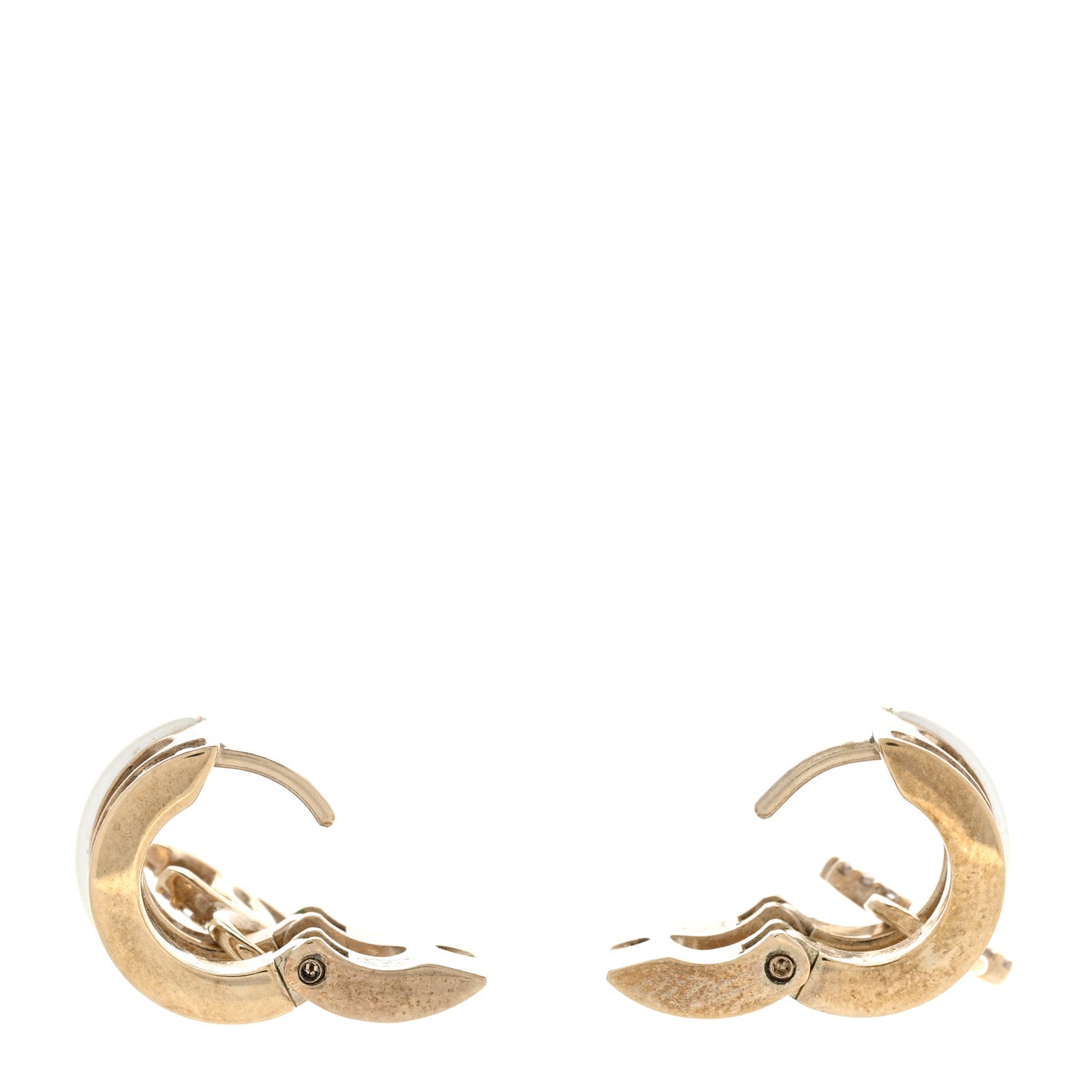 Crystal CC Hoop Drop Earrings Gold Pearly White