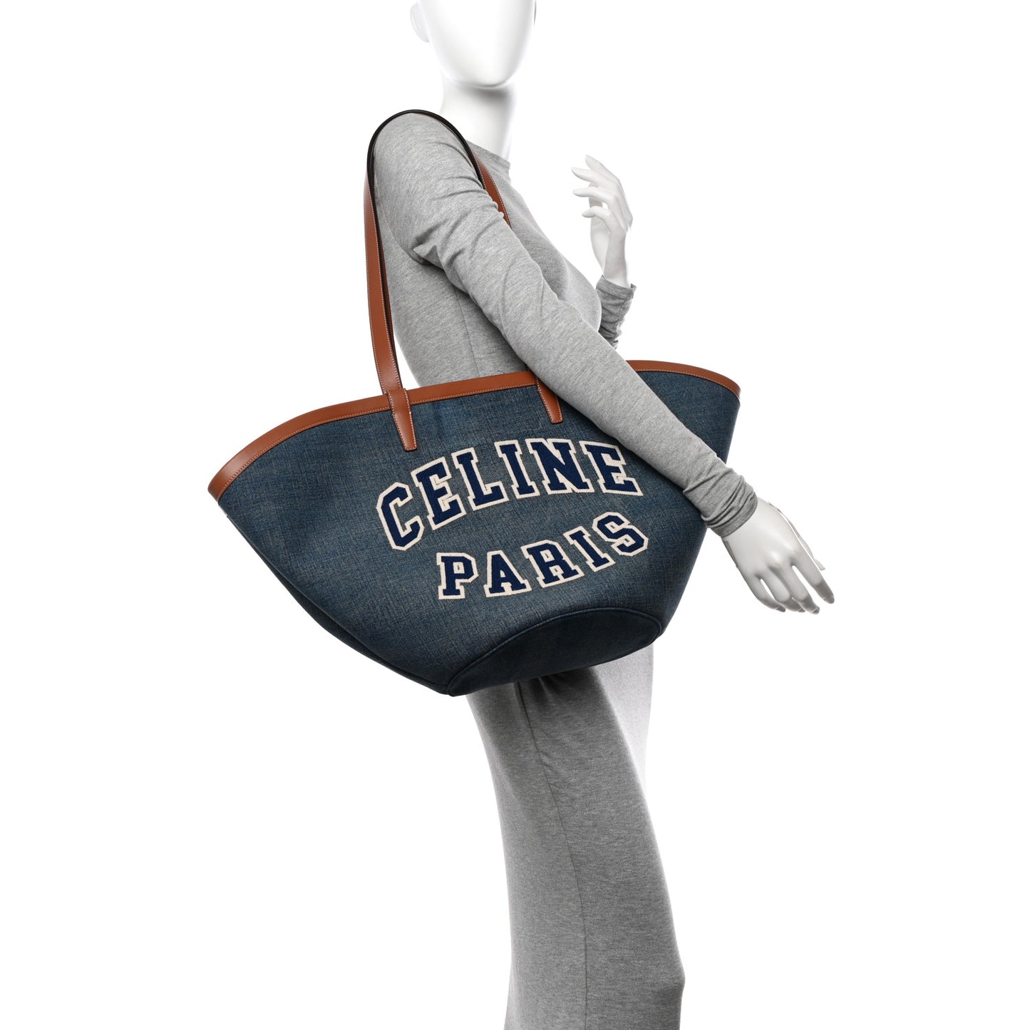 Denim Calfskin Large Couffin Logo Tote Blue