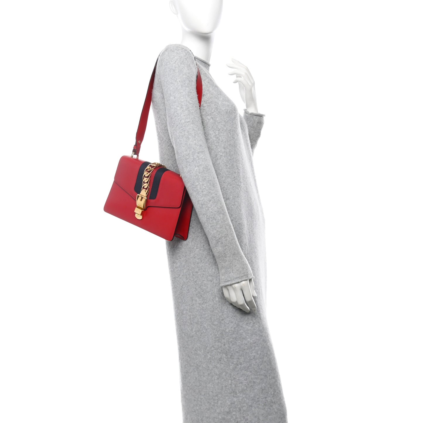 Calfskin Small Sylvie Shoulder Bag Hibiscus Red