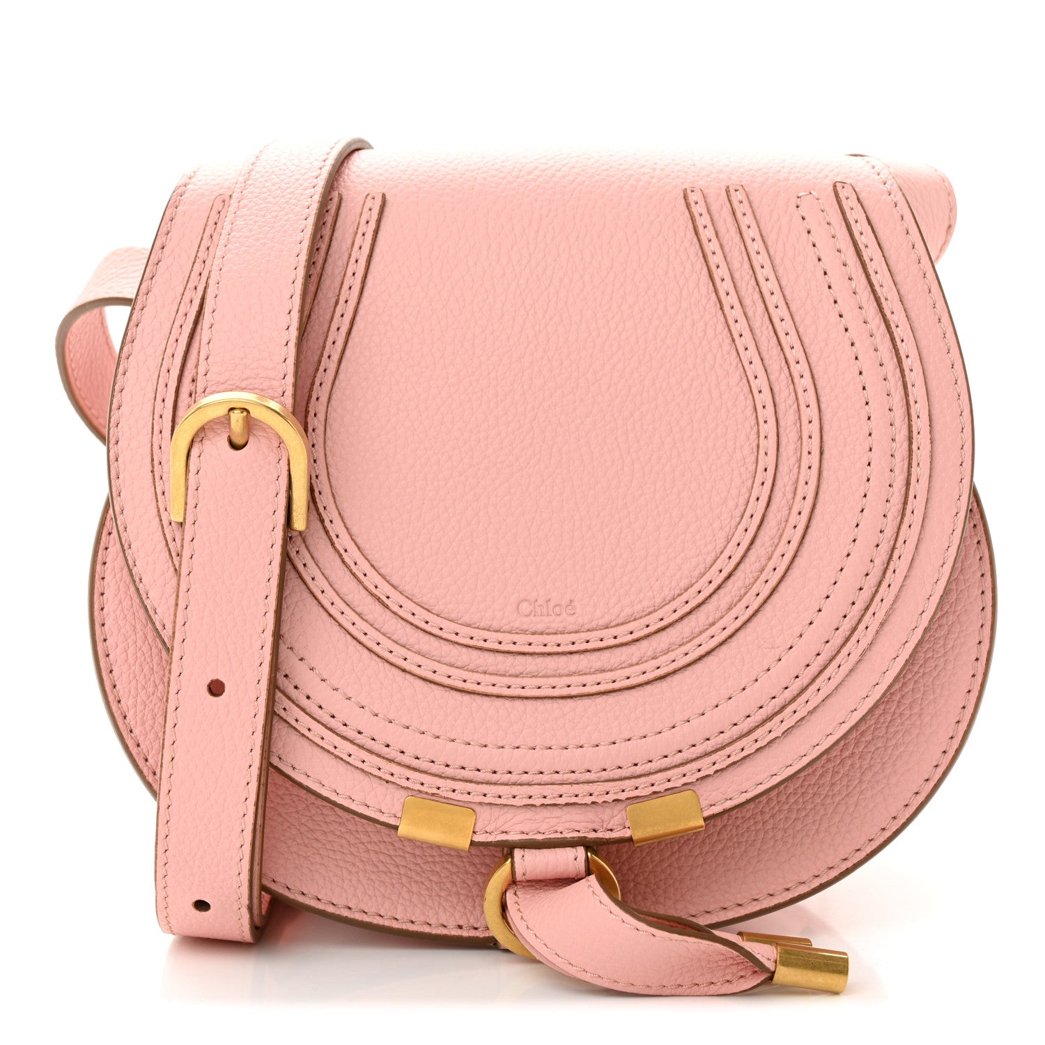 Chloe Grained Calfskin Small Marcie Saddle Bag Blossom Pink 1 of 9