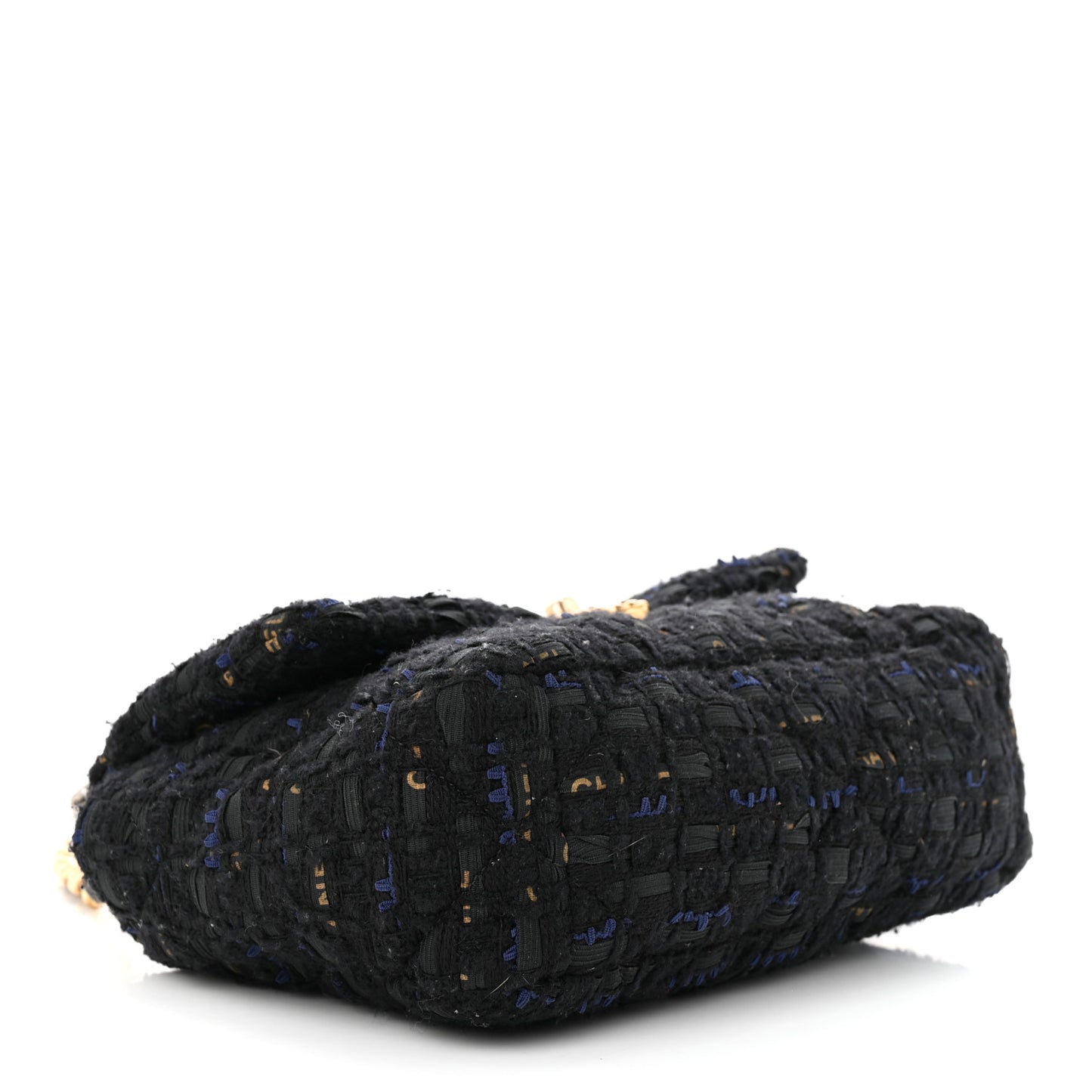 Tweed Quilted Medium Chanel 19 Flap Black Navy Gold