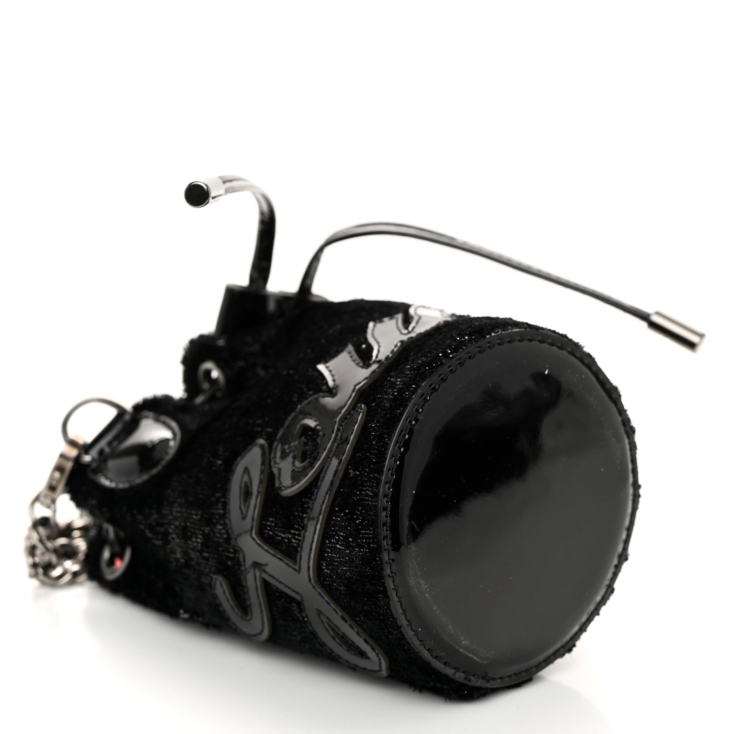 Metallic Sequin Mini Marie Jane Bucket Bag Black