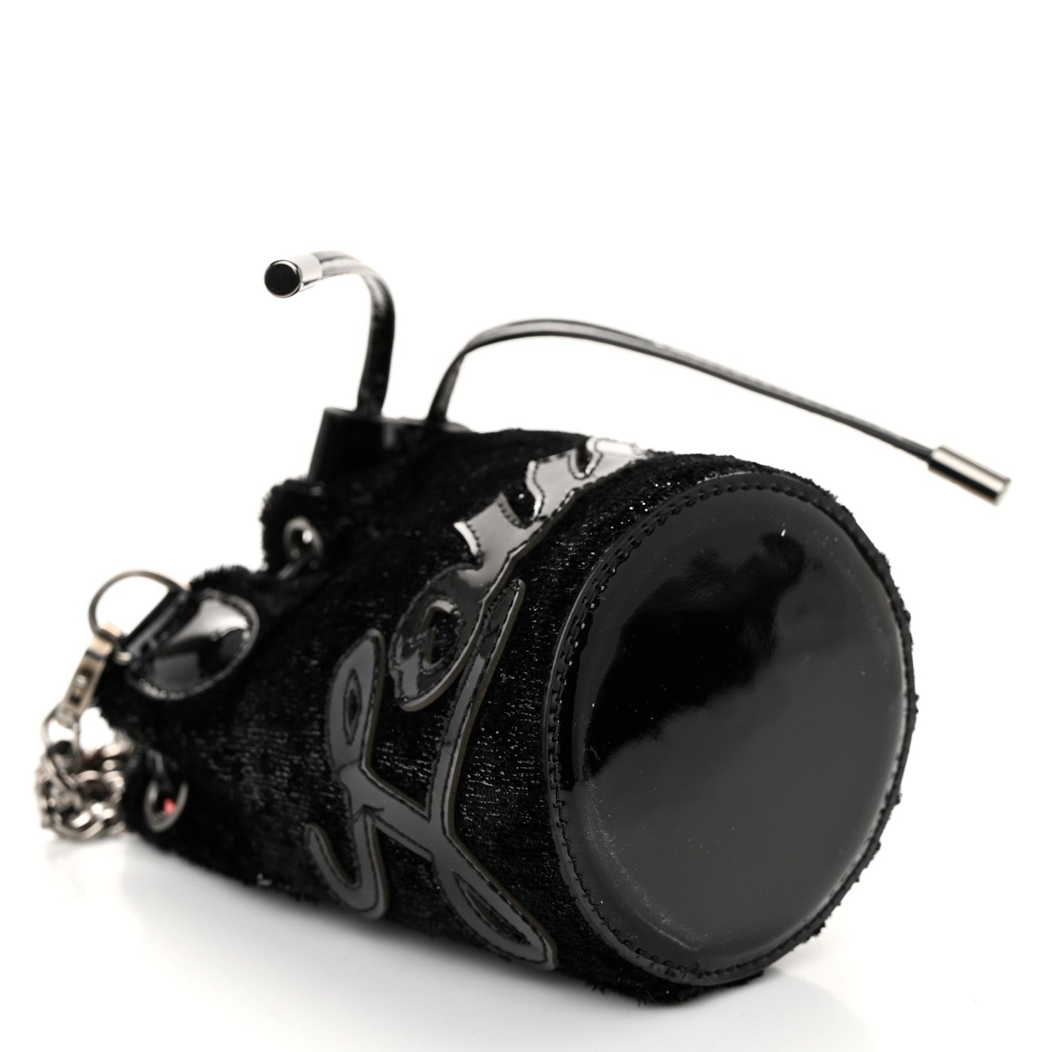 Christian Louboutin Metallic Sequin Mini Marie Jane Bucket Bag Black 4 of 9
