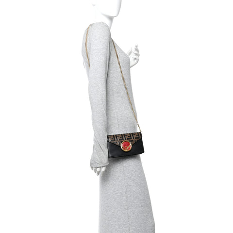 Vitello Liberty F is Fendi Bi-Color FF 1974 Embossed Envelope Belt Bag Maya Black