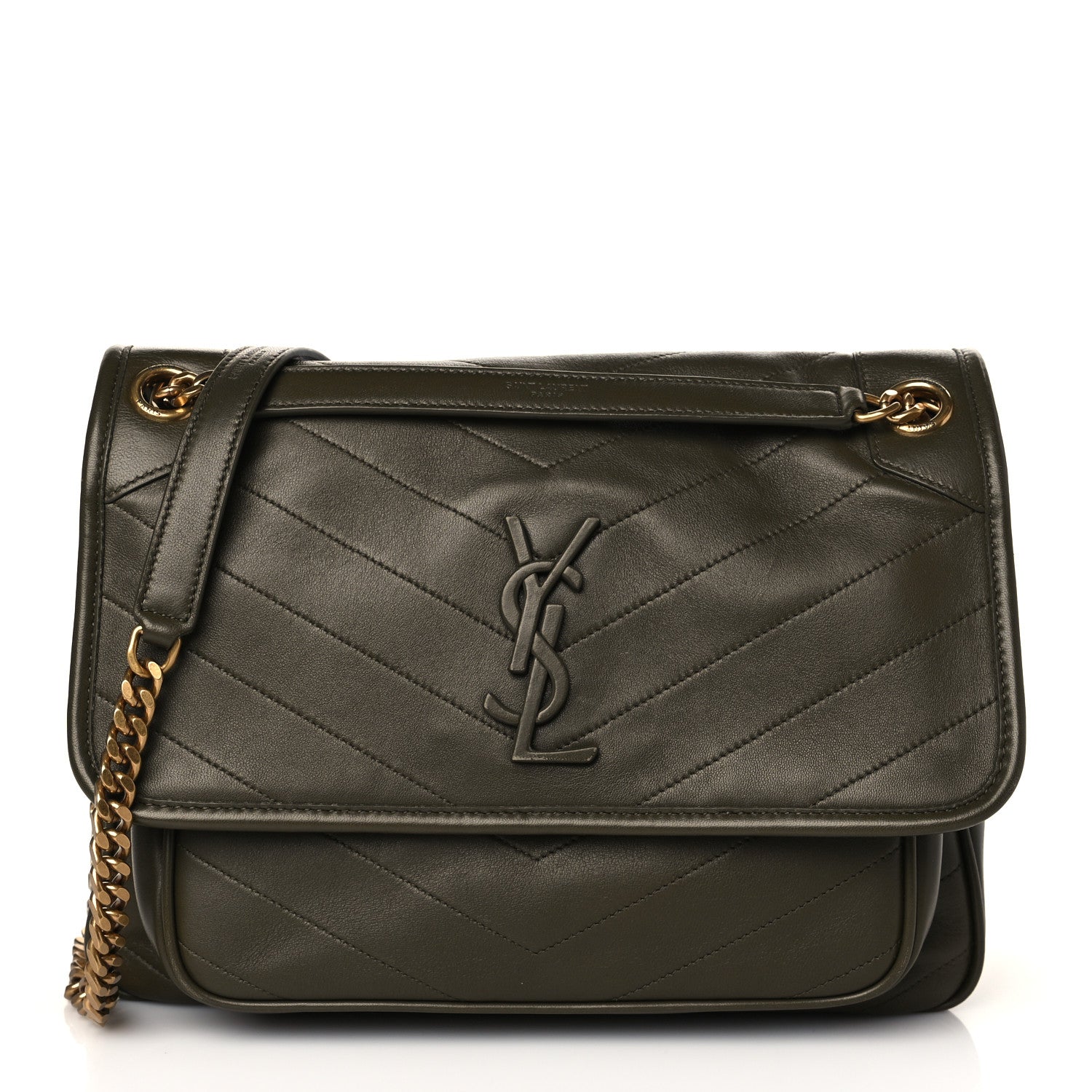 Saint Laurent Lambskin Matelasse Monogram Medium Niki Chain Satchel Seaweed 1 of 9