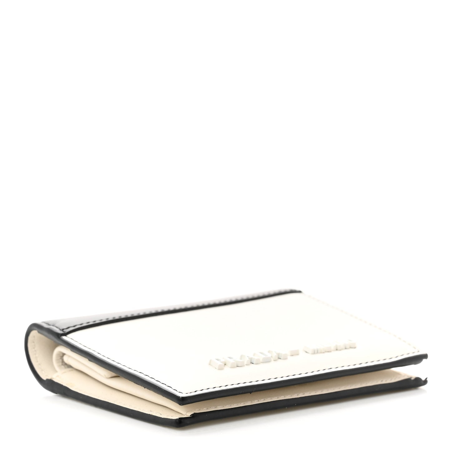 City Calfskin Bi-Fold Wallet White Black