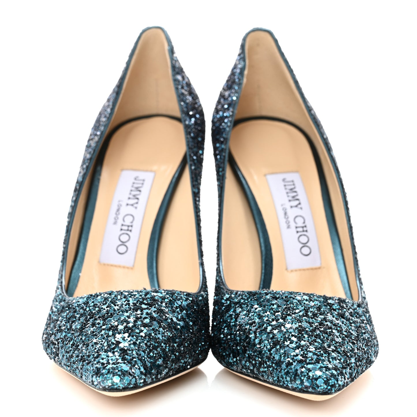 Coarse Glitter Degrade Pointy Toe Romy 100 Pumps 35.5 Peacock Navy