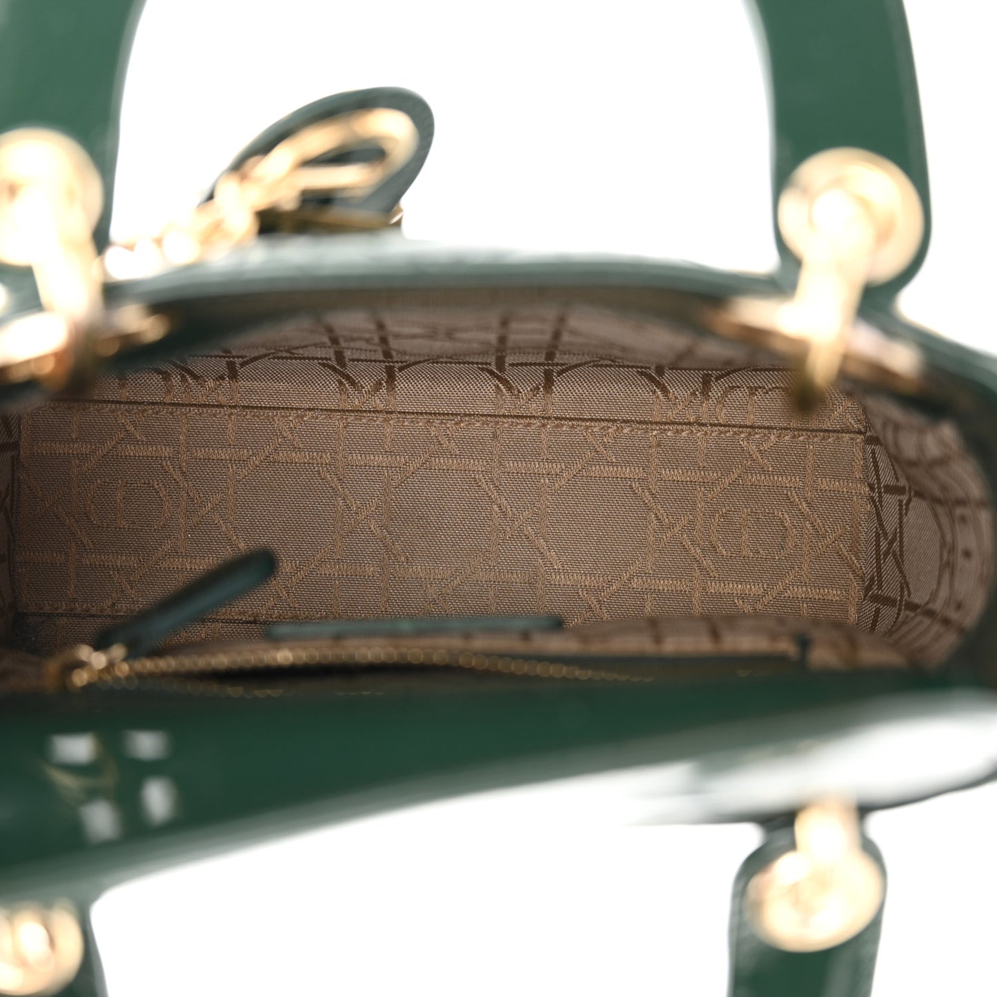 Patent Cannage Mini Lady Dior Pine Green
