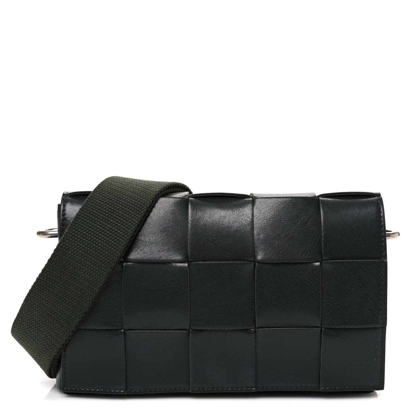 Calfskin Maxi Intreccio Cassette With Strap Bag Dark Green