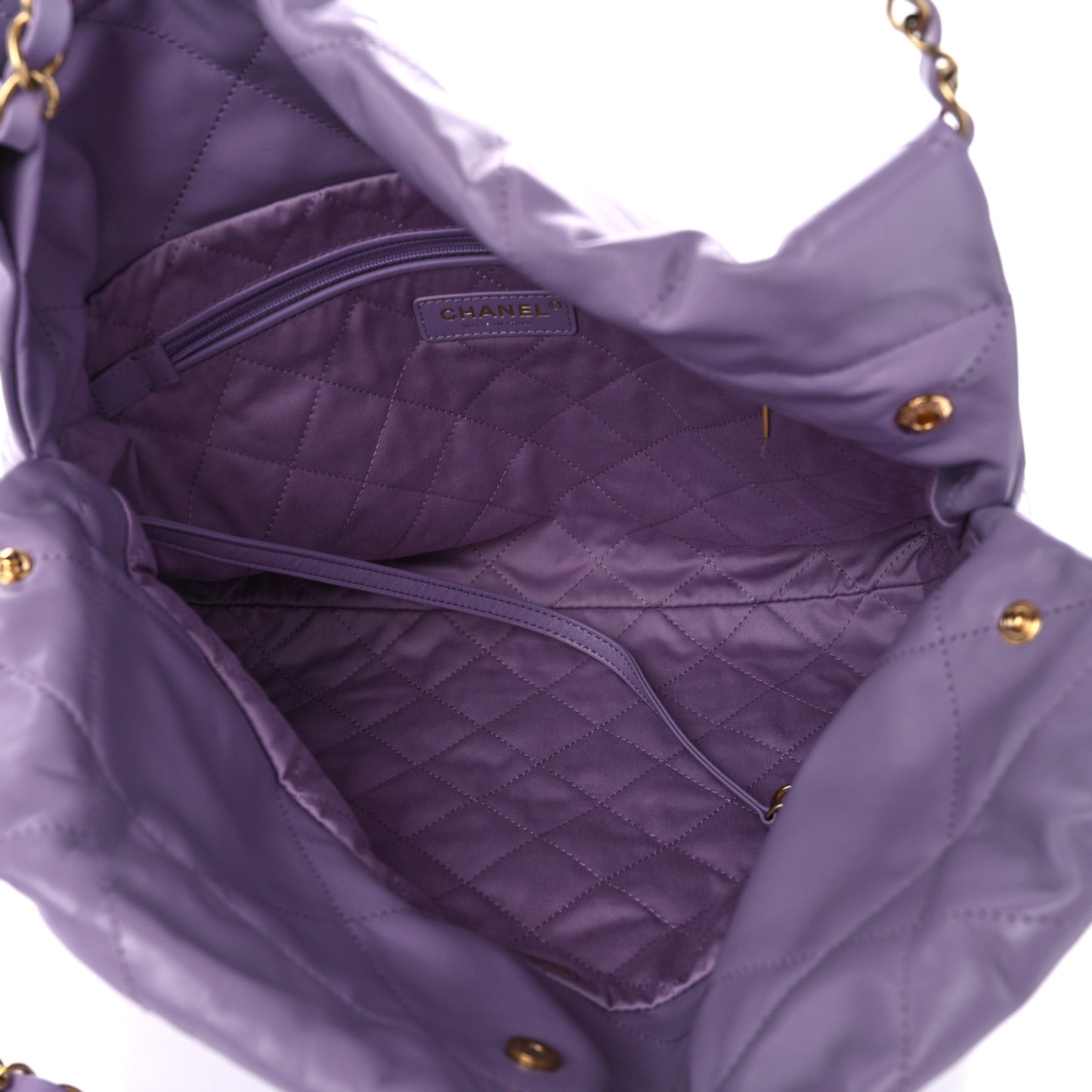 Shiny Calfskin Quilted Small Chanel 22 Light Purple