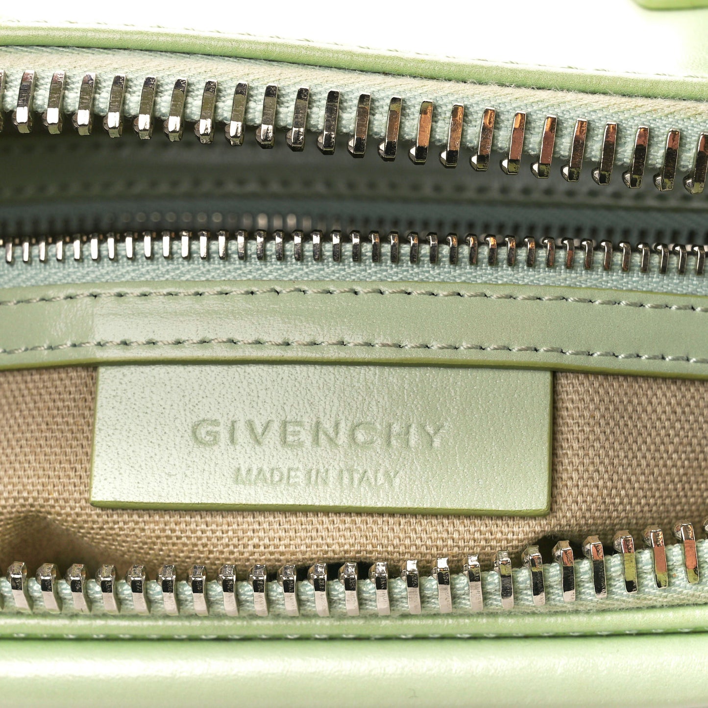 Shiny Lord Calfskin Mini Antigona Aqua Green
